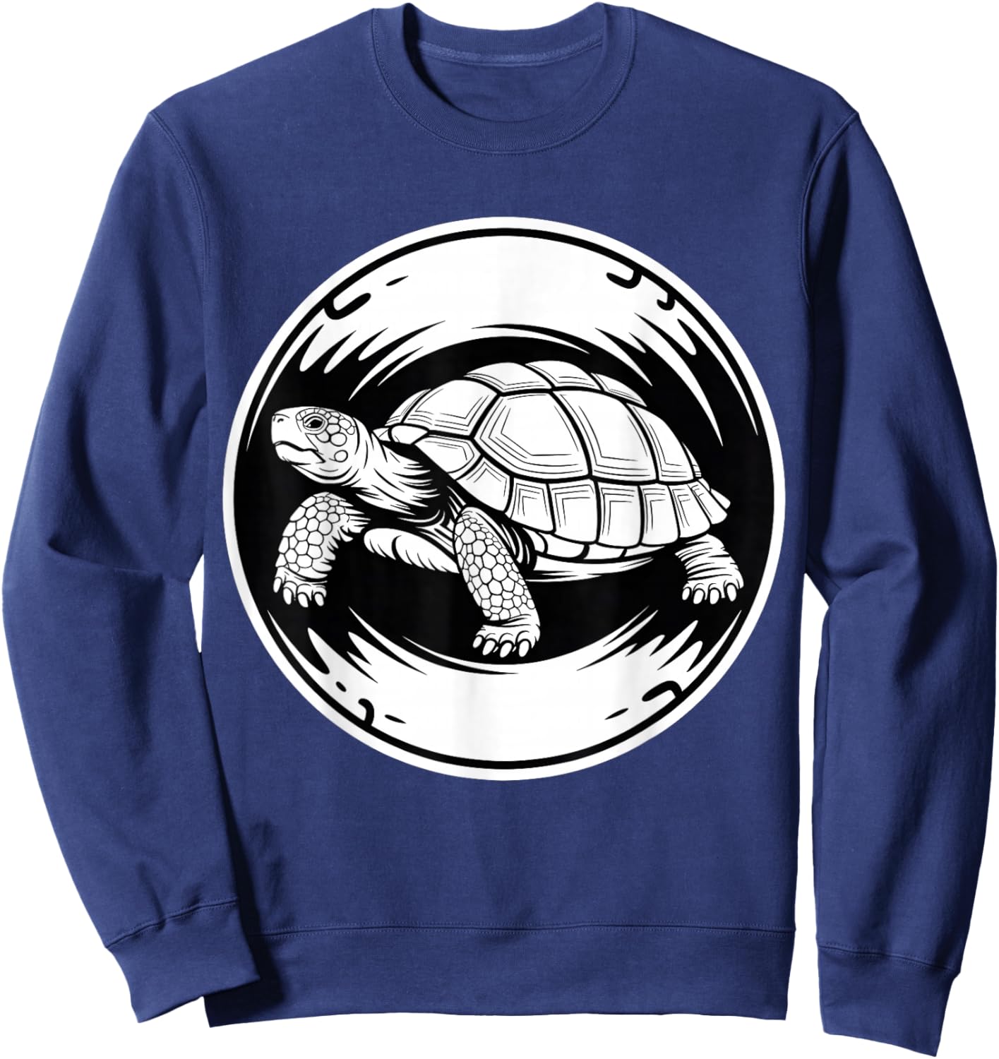 Tortoise Illustration Bold Reptile Art Style Sweatshirt - Sweatshirt | Navy