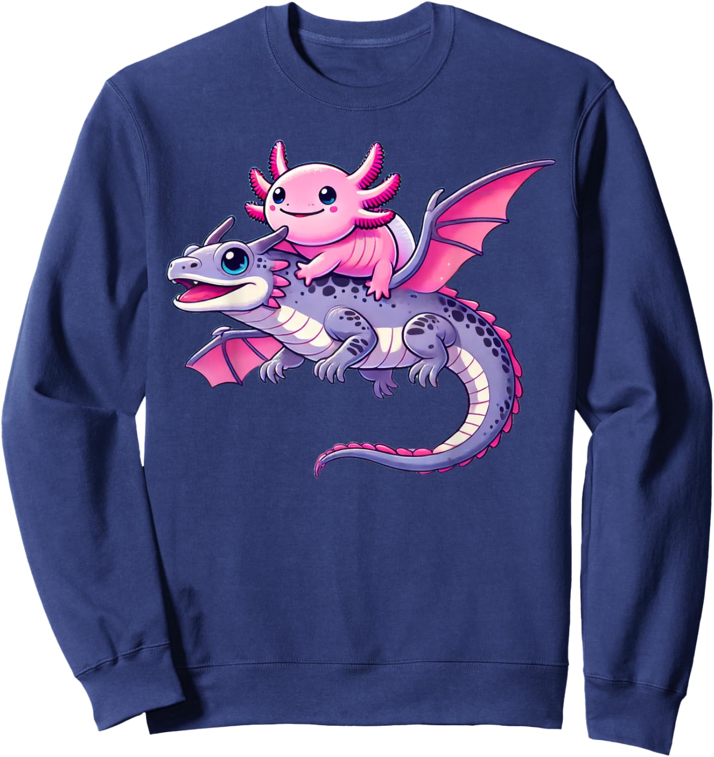 Anime Kawaii Axolotl Dragon Sweatshirt - Sweatshirt | Navy