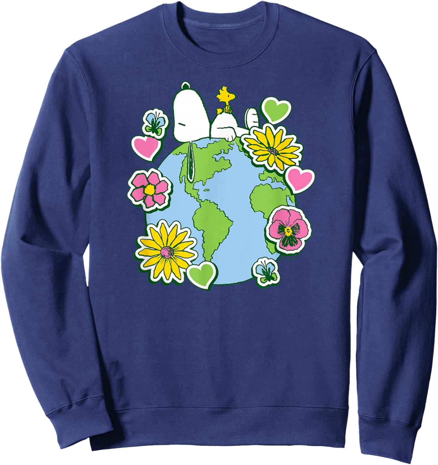 Snoopy Woodstock Love Earth Sweatshirt - Sweatshirt | Navy