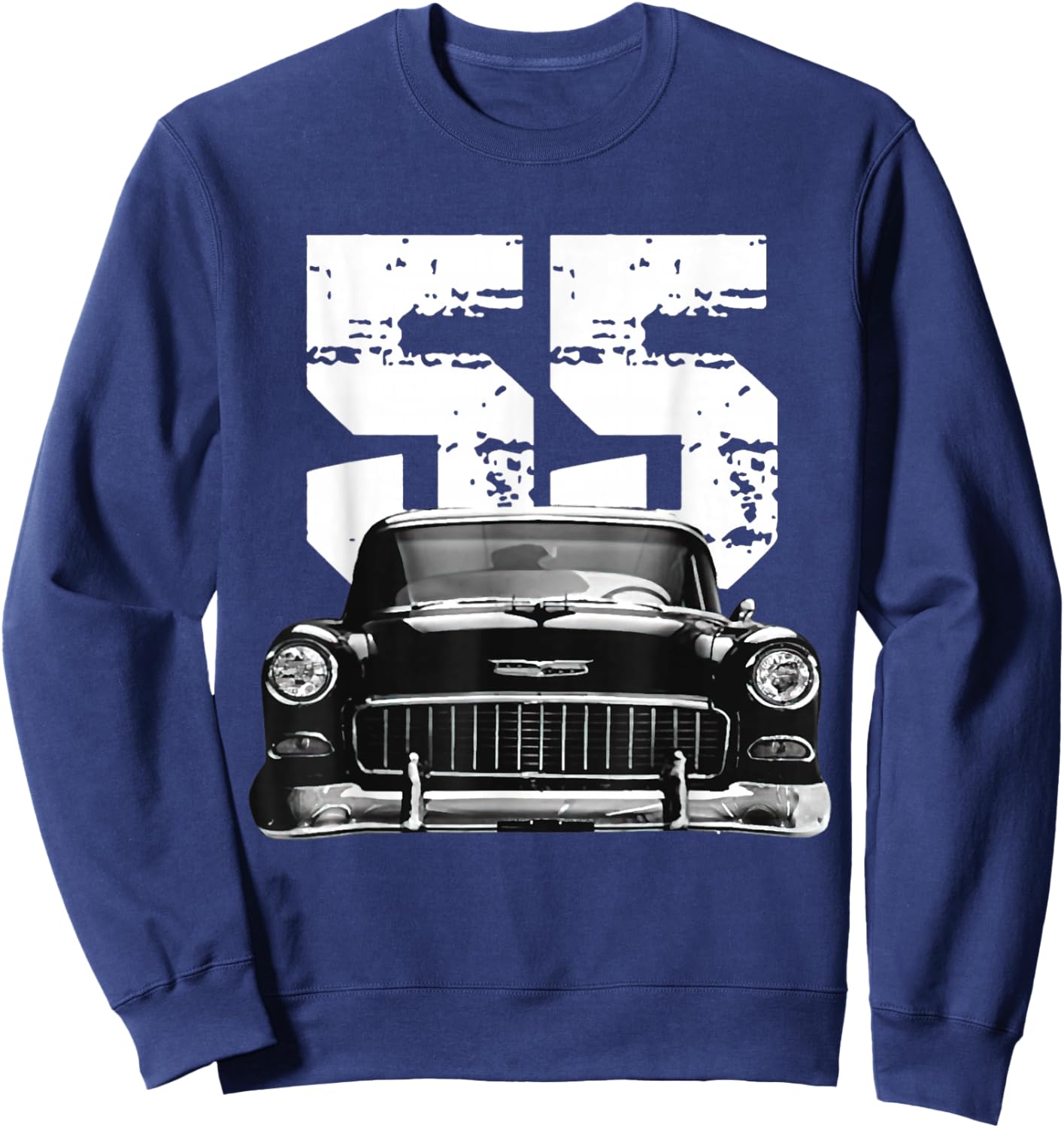 1955 55 Bel air Vintage 50s Silhouette Classic Old Hot Rod Sweatshirt - Sweatshirt | Navy