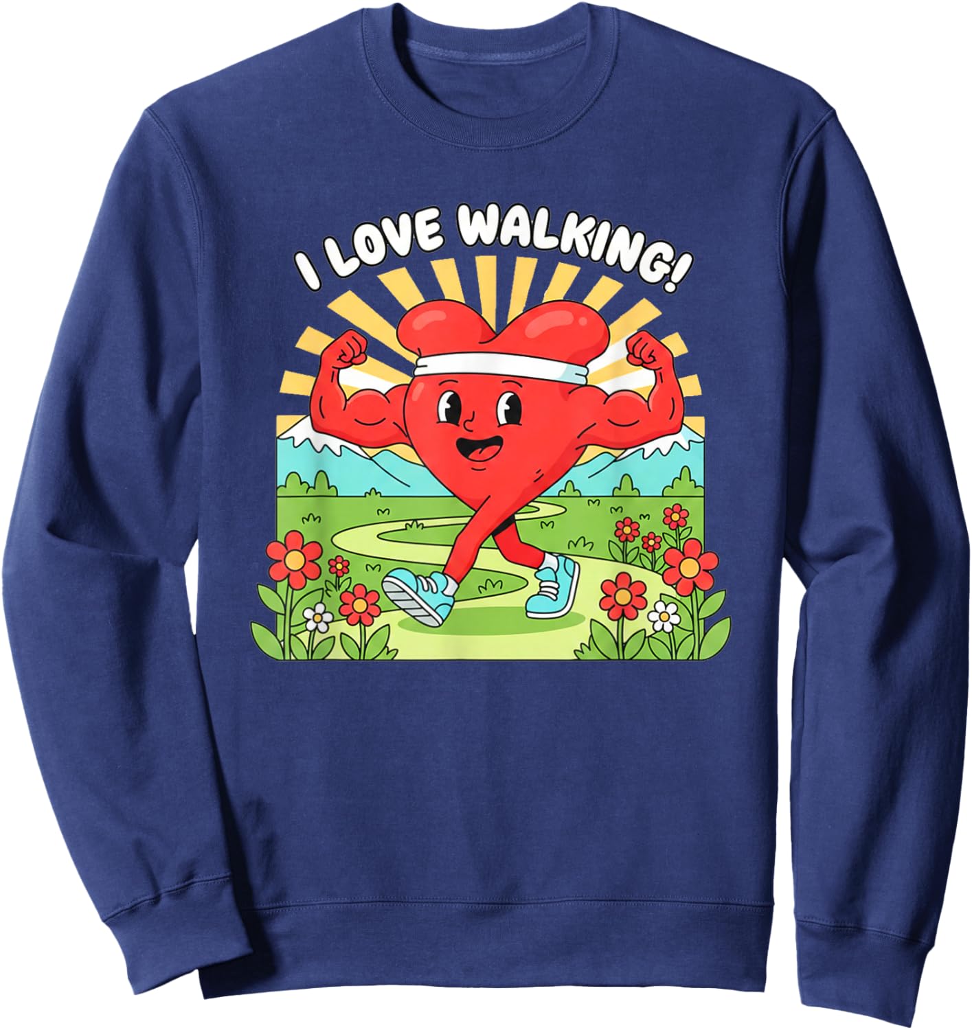 I Love Walking Healthy Heart Sweatshirt - Sweatshirt | Navy
