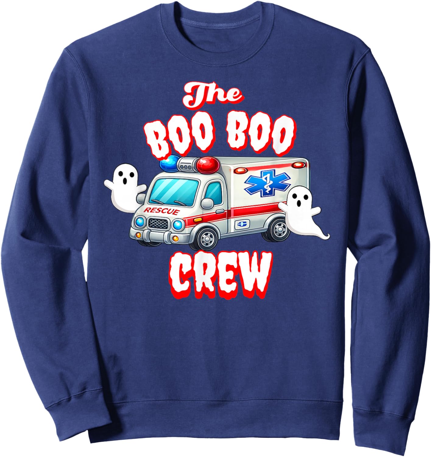 EMT Paramedic Boo Crew Ghost Halloween Nurse Scare Squad Sweatshirt - Sweatshirt | Navy