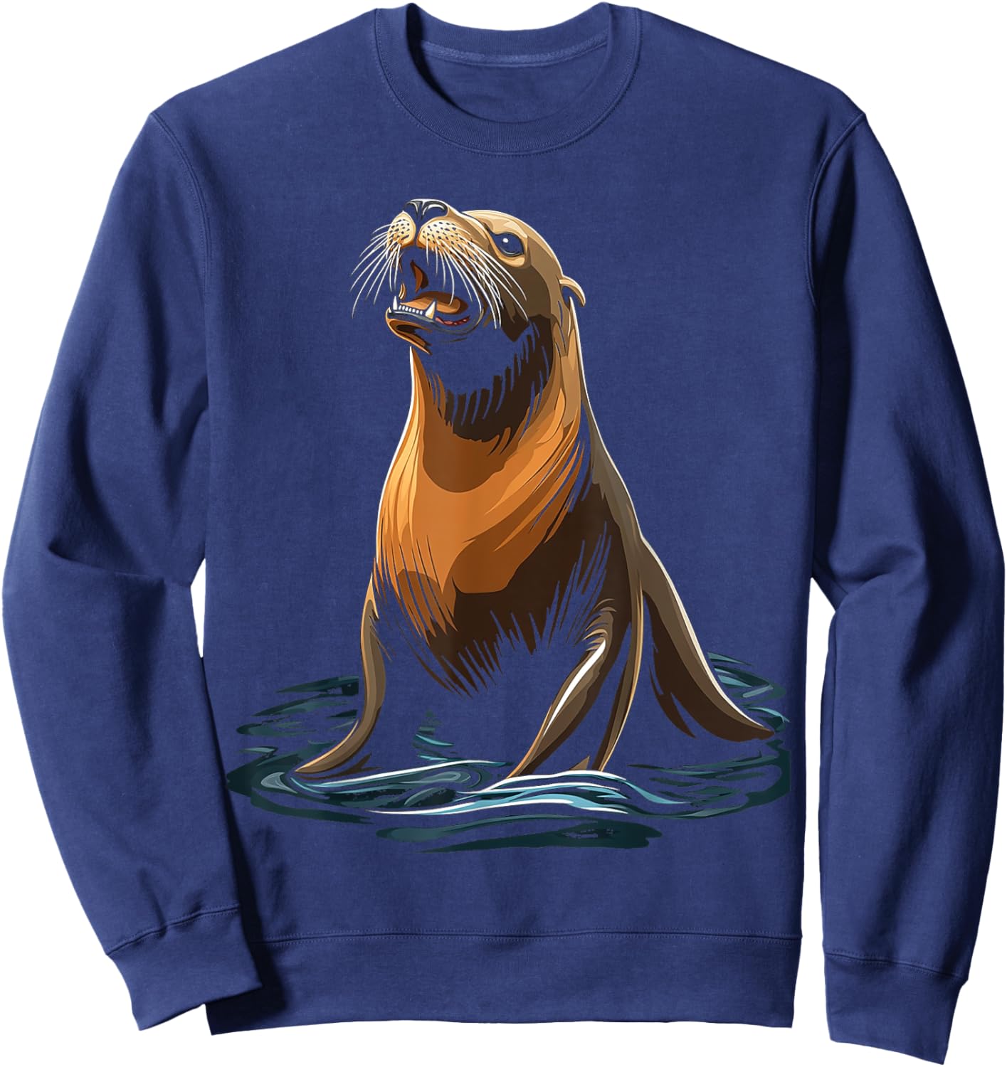 Sea Lion Animal Motif Art Sea Lion Sweatshirt - Sweatshirt | Navy