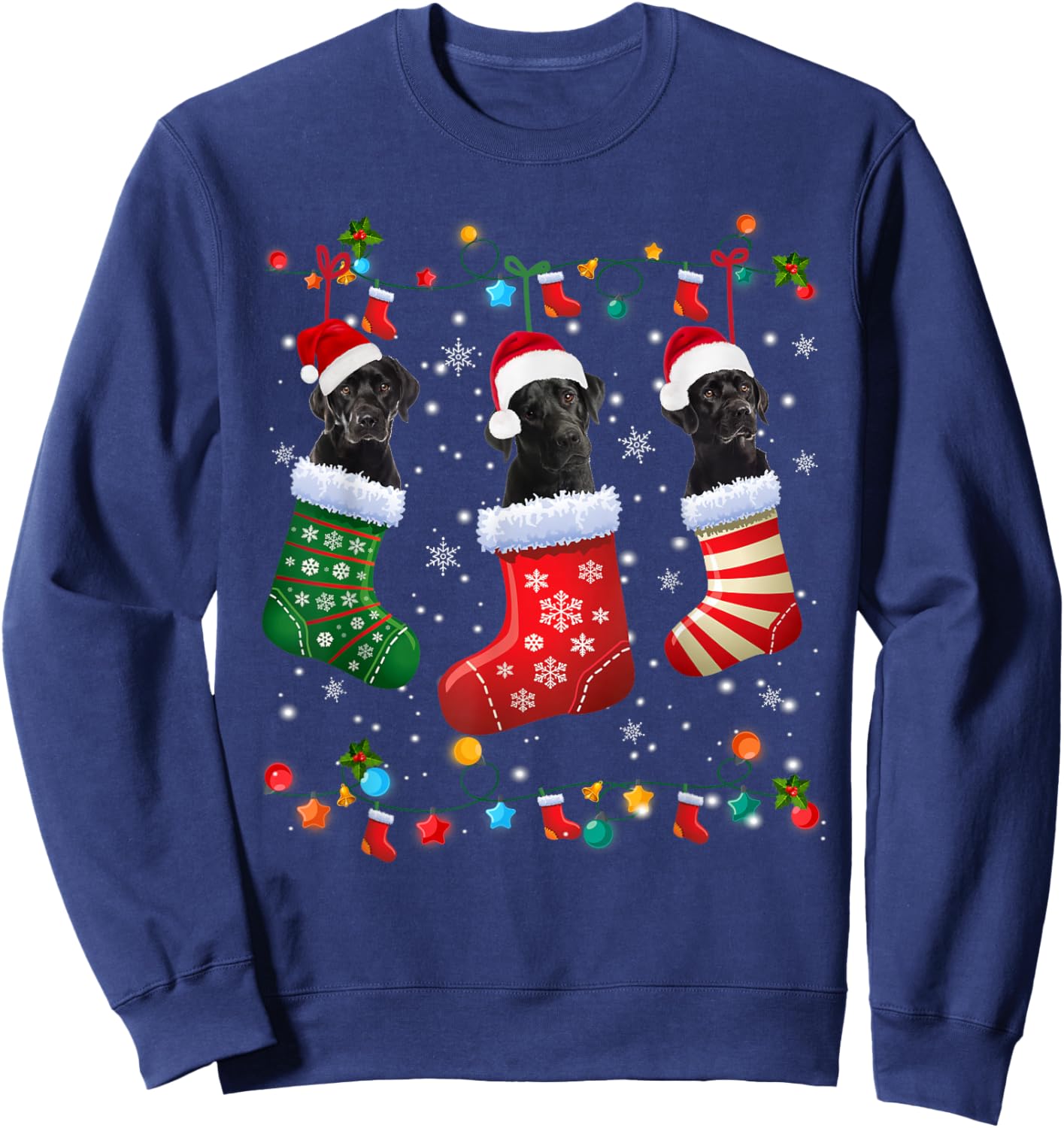 Christmas Socks Pajama Black Lab Labrador Dog Puppy Lover Sweatshirt - Sweatshirt | Navy