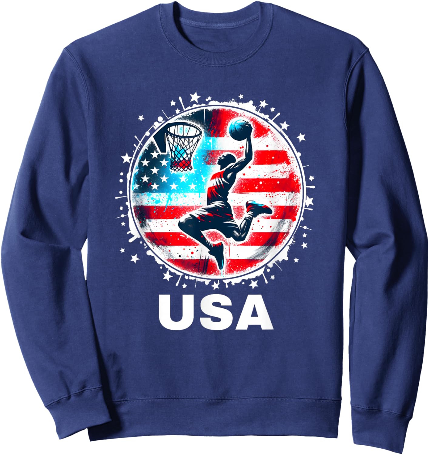 Basketball USA Go USA Team Shirt USA Flag Basketball Sweatshirt - Sweatshirt | Navy