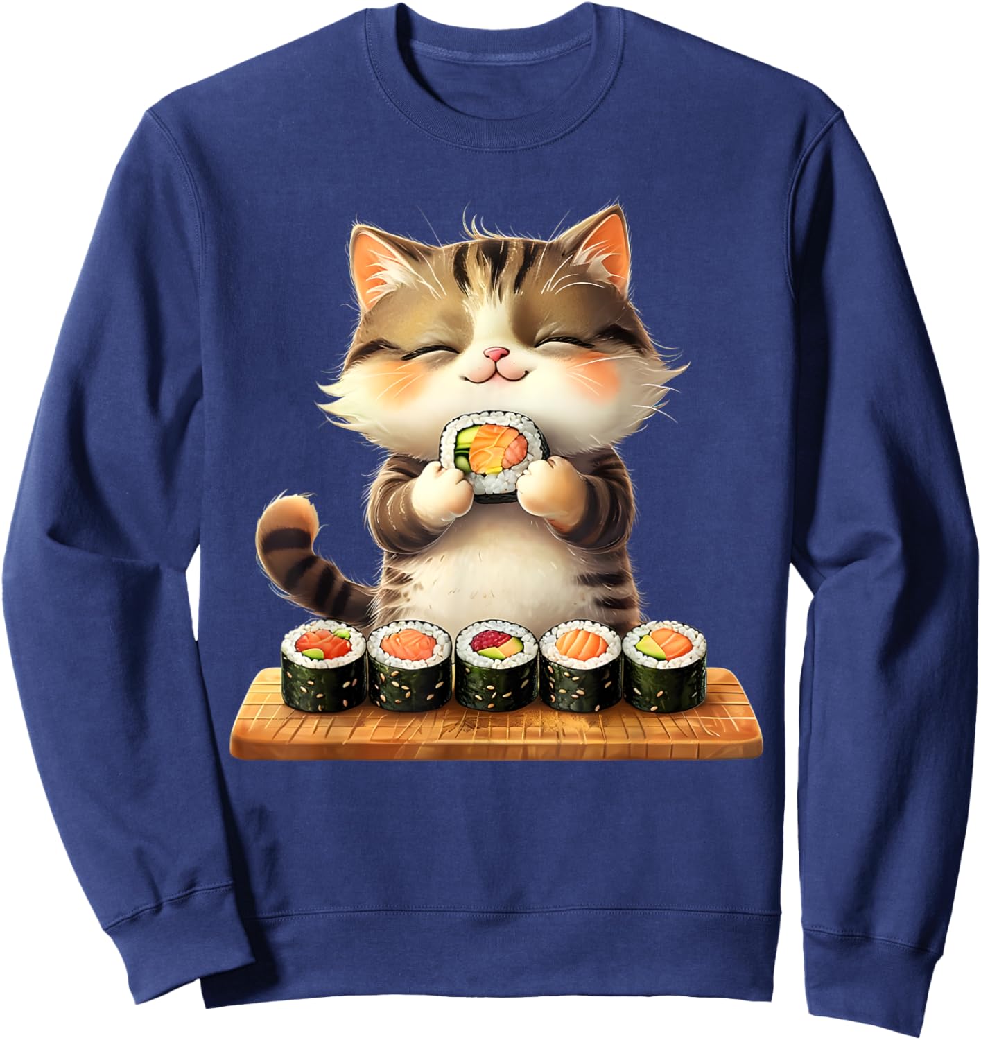 Kawaii Cat Lover Japanese Cat Owner Sushi Lover Anime Otaku Men Women Kids Sweatshirt - Sweatshirt | Navy