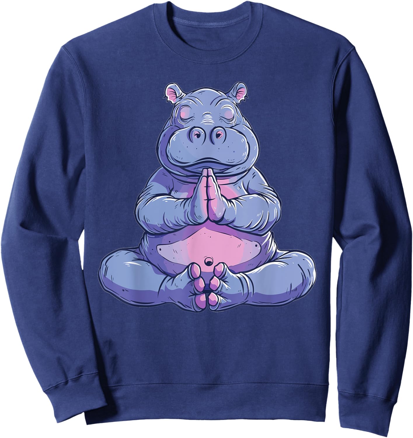 Cute Hippo Yoga Sweatshirt - Sweatshirt | Navy