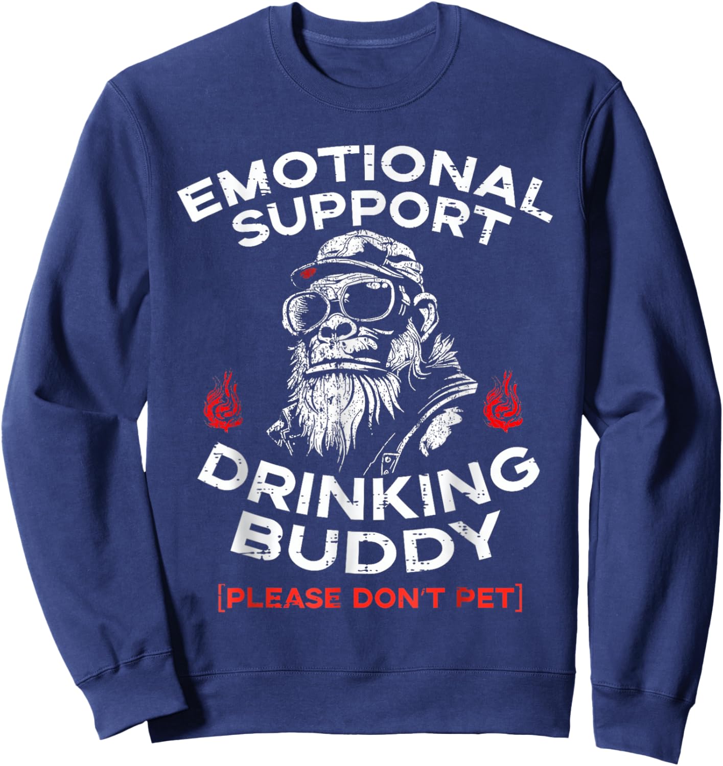 Emotional Support Drinking Buddy Pet Funny Saying Men Women Sweatshirt - Sweatshirt | Navy