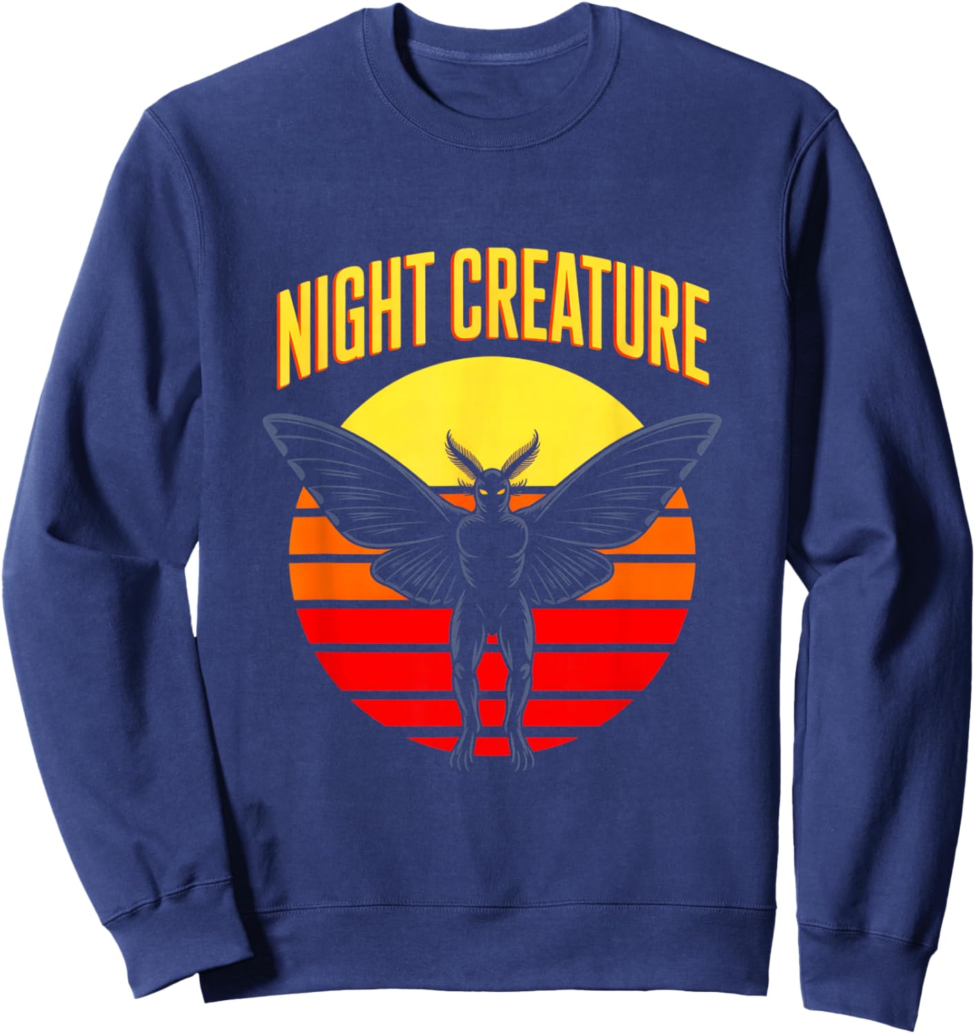 Night Creature Retro Horror Mothman Cryptid Sweatshirt - Sweatshirt | Navy