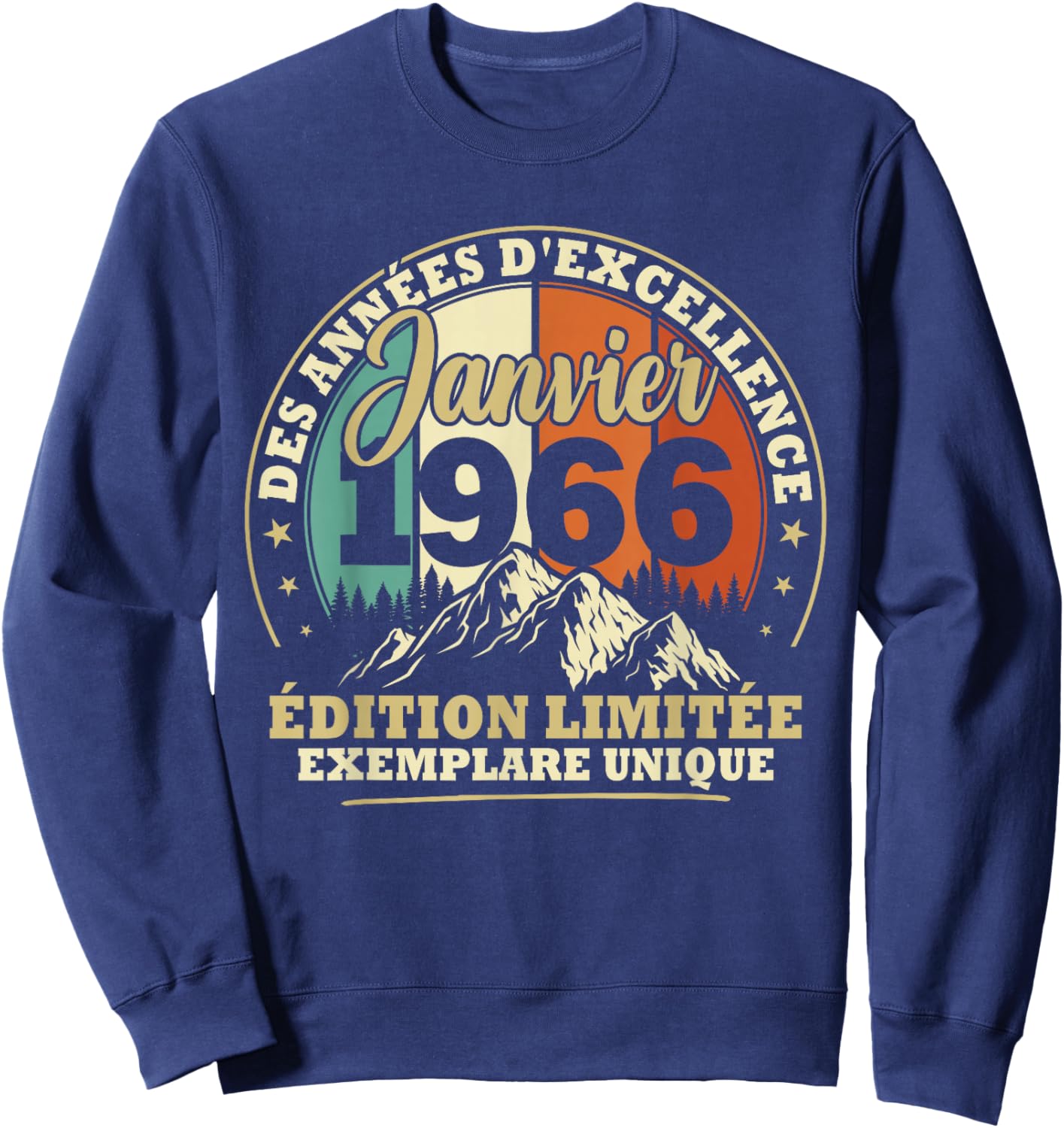 Vintage January 1966 60th Birthday Gift Man Woman Sweatshirt - Sweatshirt | Navy
