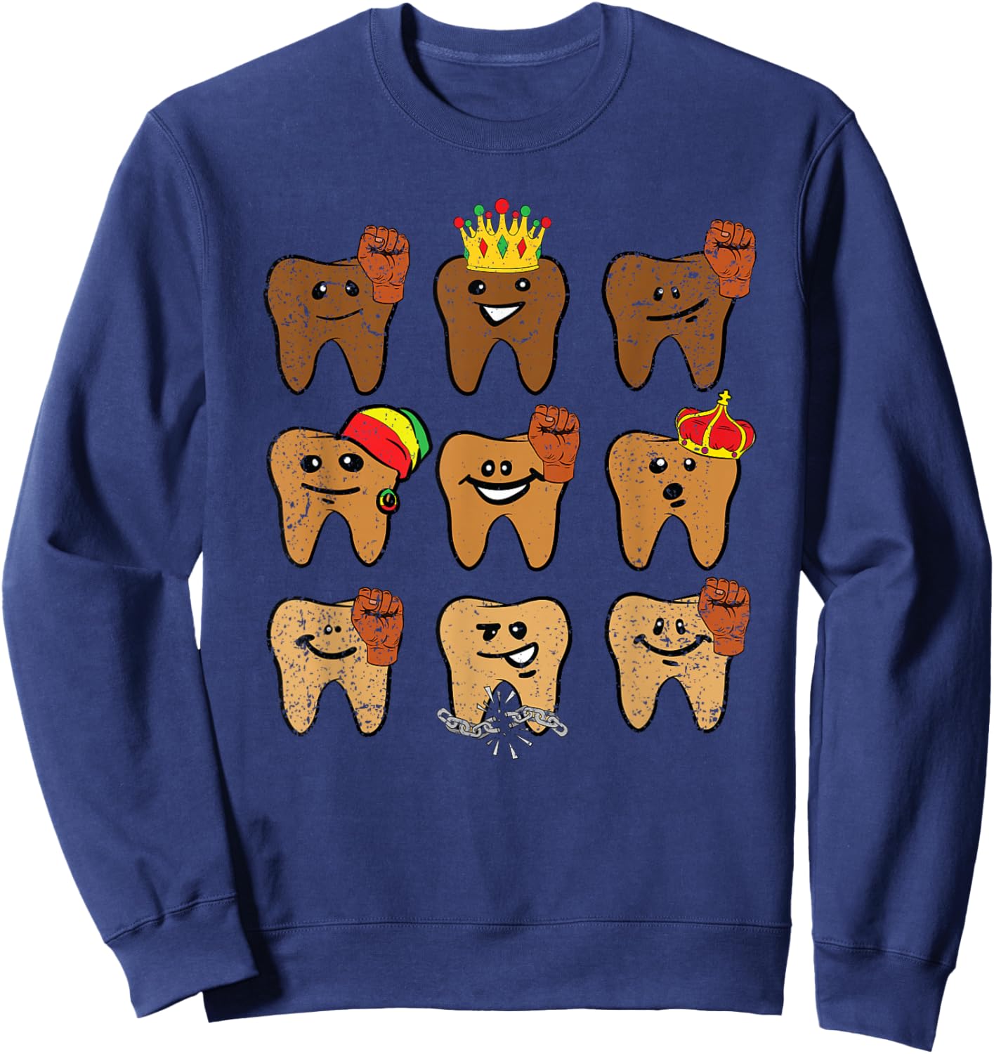 Melanin Tooth Juneteenth Dentist Dental Hygienist Assistant Sweatshirt - Sweatshirt | Navy