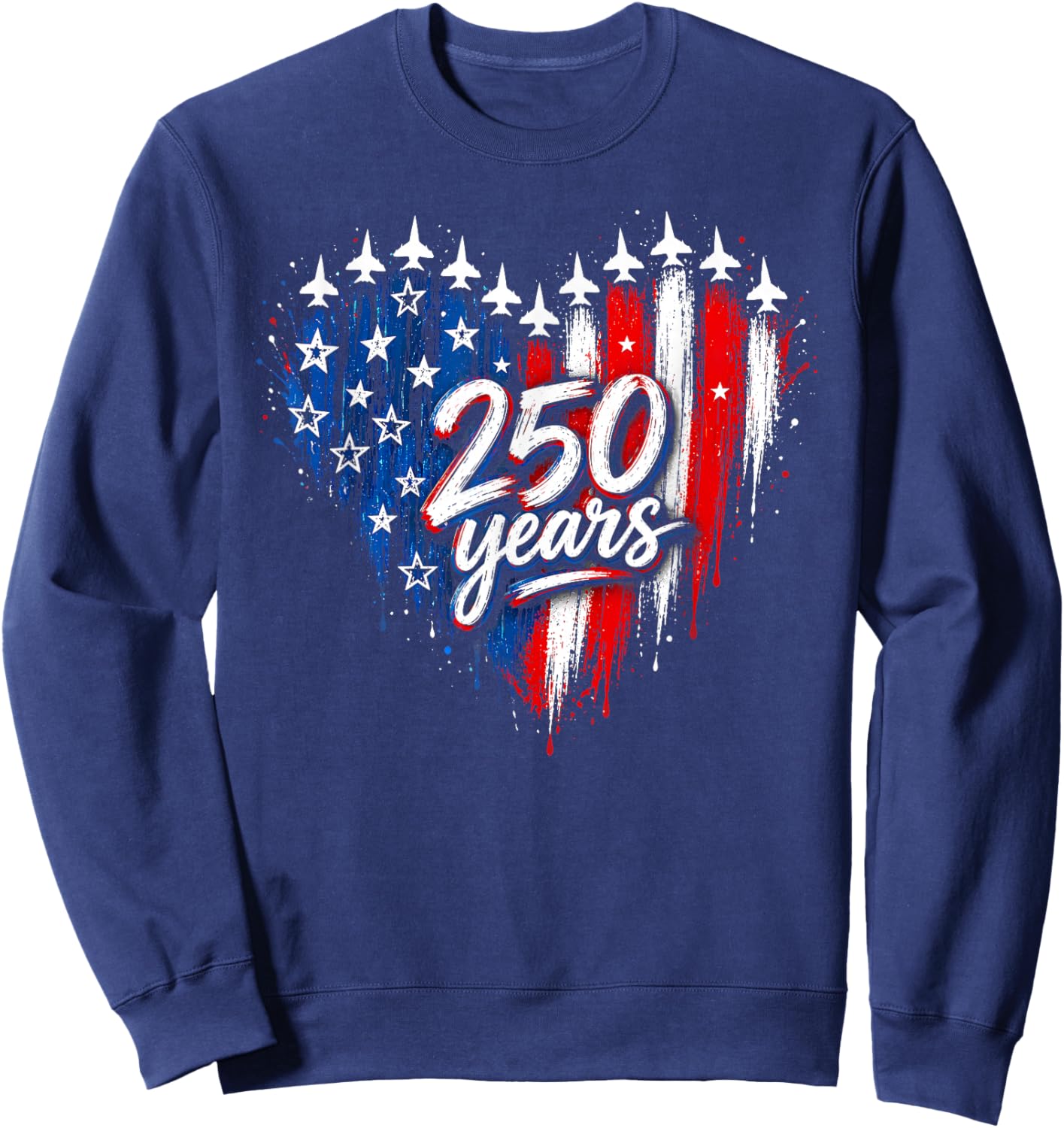America US Flag Heart 250 Years Kids 4th of July Sweatshirt - Sweatshirt | Navy
