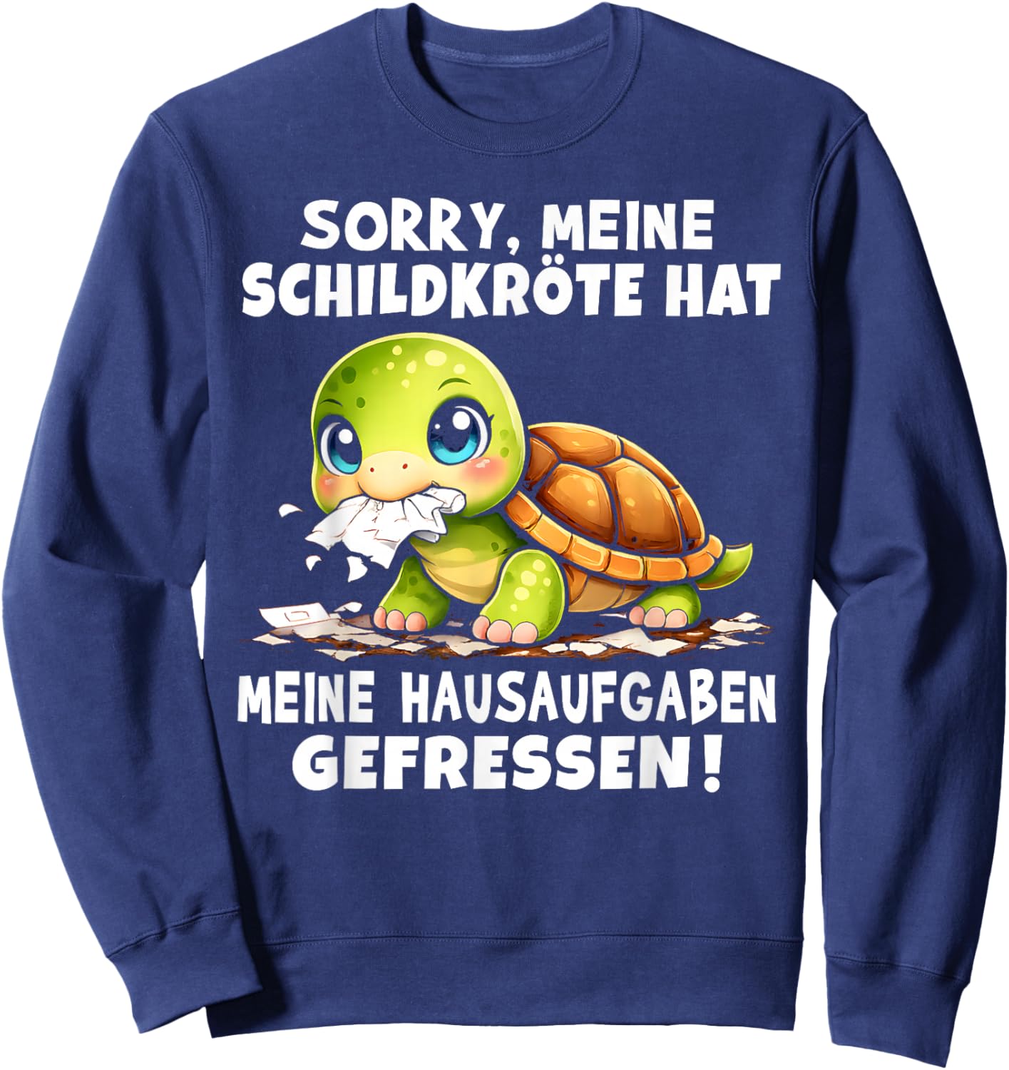 Schildkröte Hausaufgaben Spruch Für Schüler Schule Schulkind Sweatshirt - Sweatshirt | Navy