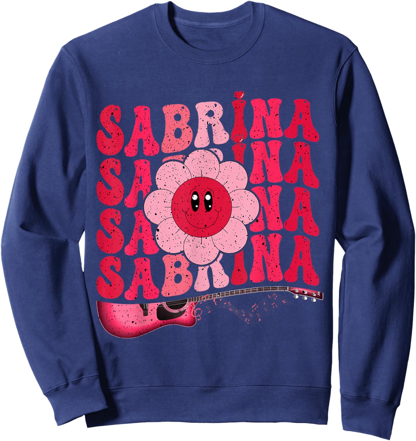 Funny Sabrina Custom Name I Love Sabrina Groovy Meme , Black, S Sweatshirt - Sweatshirt | Navy