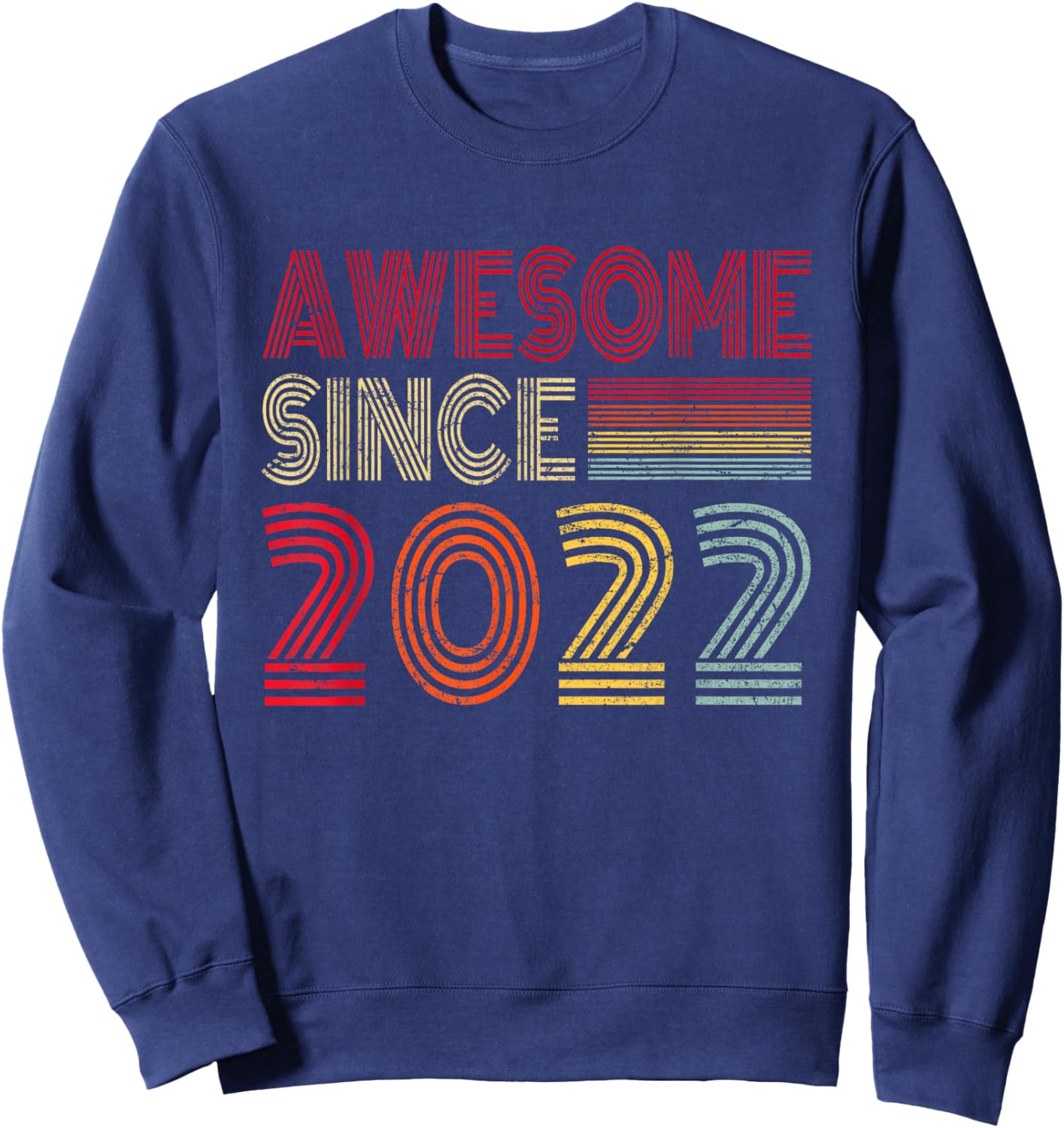 Awesome Since 2022 4th Birthday Retro Vintage Boys Girls Sweatshirt - Sweatshirt | Navy