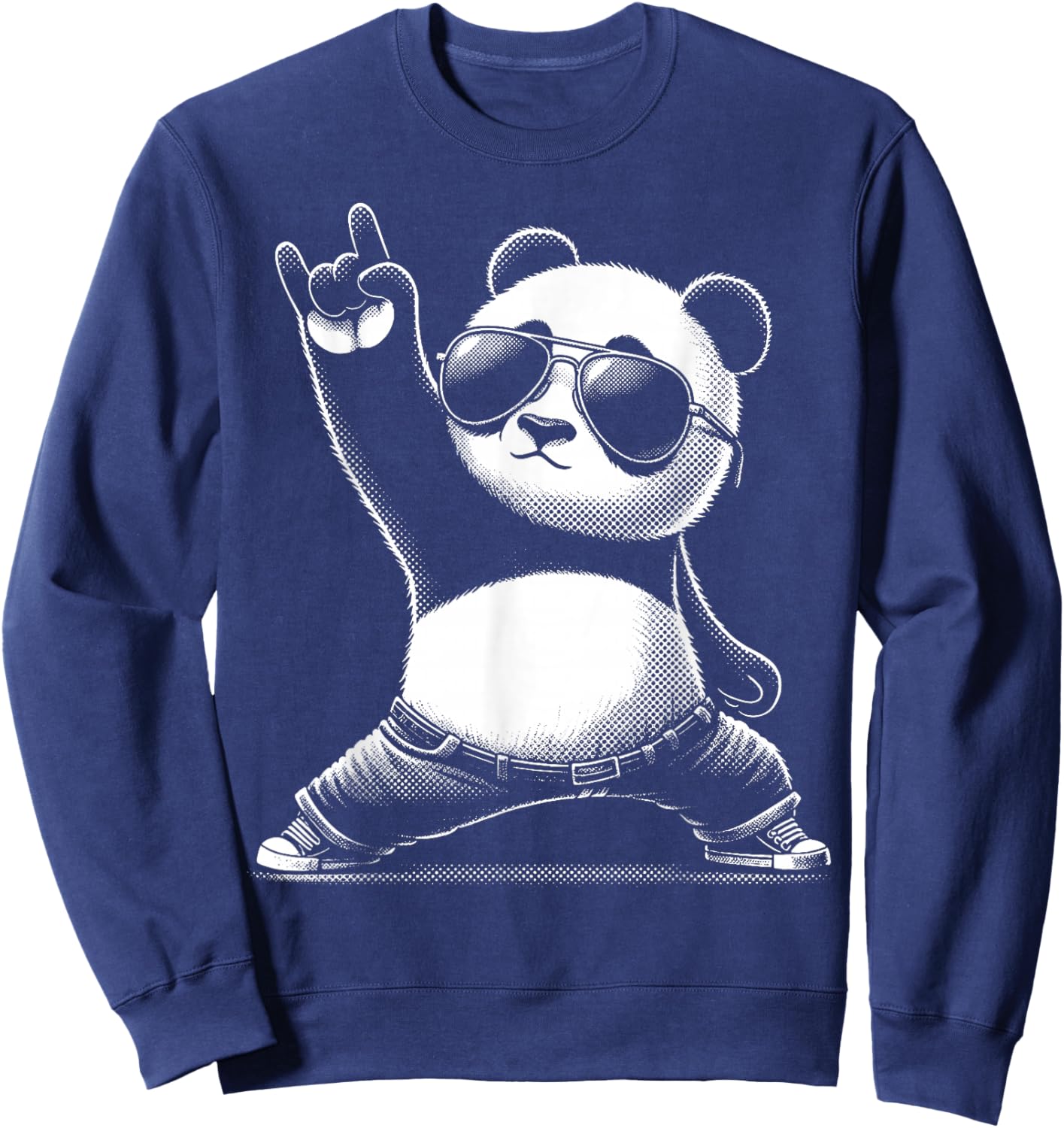 Retro Panda Rock and Roll Musik Lustiger Panda Sweatshirt - Sweatshirt | Navy