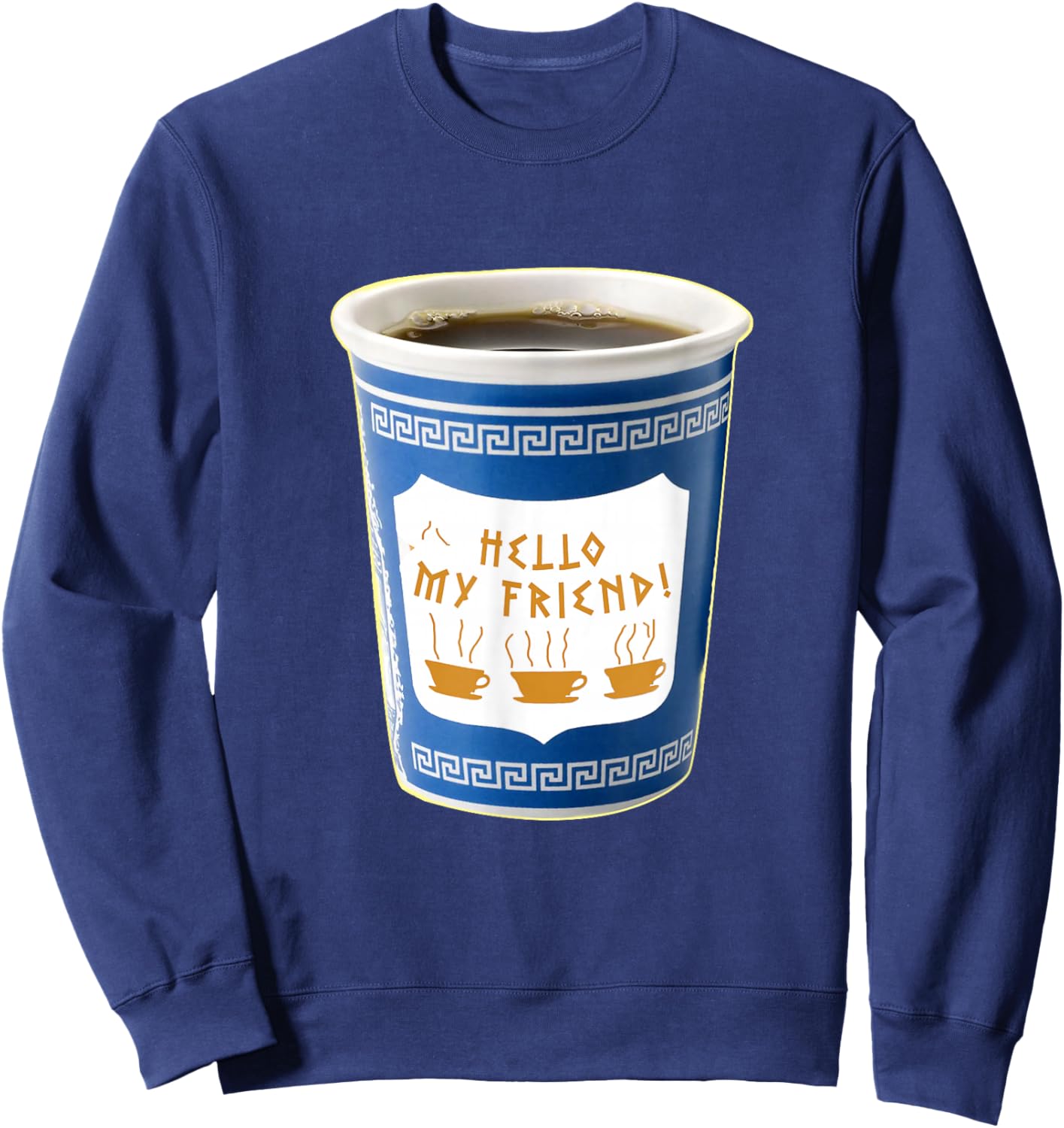 Old School NY New York Hometown Greek Diner Coffee Cup Sweatshirt - Sweatshirt | Navy