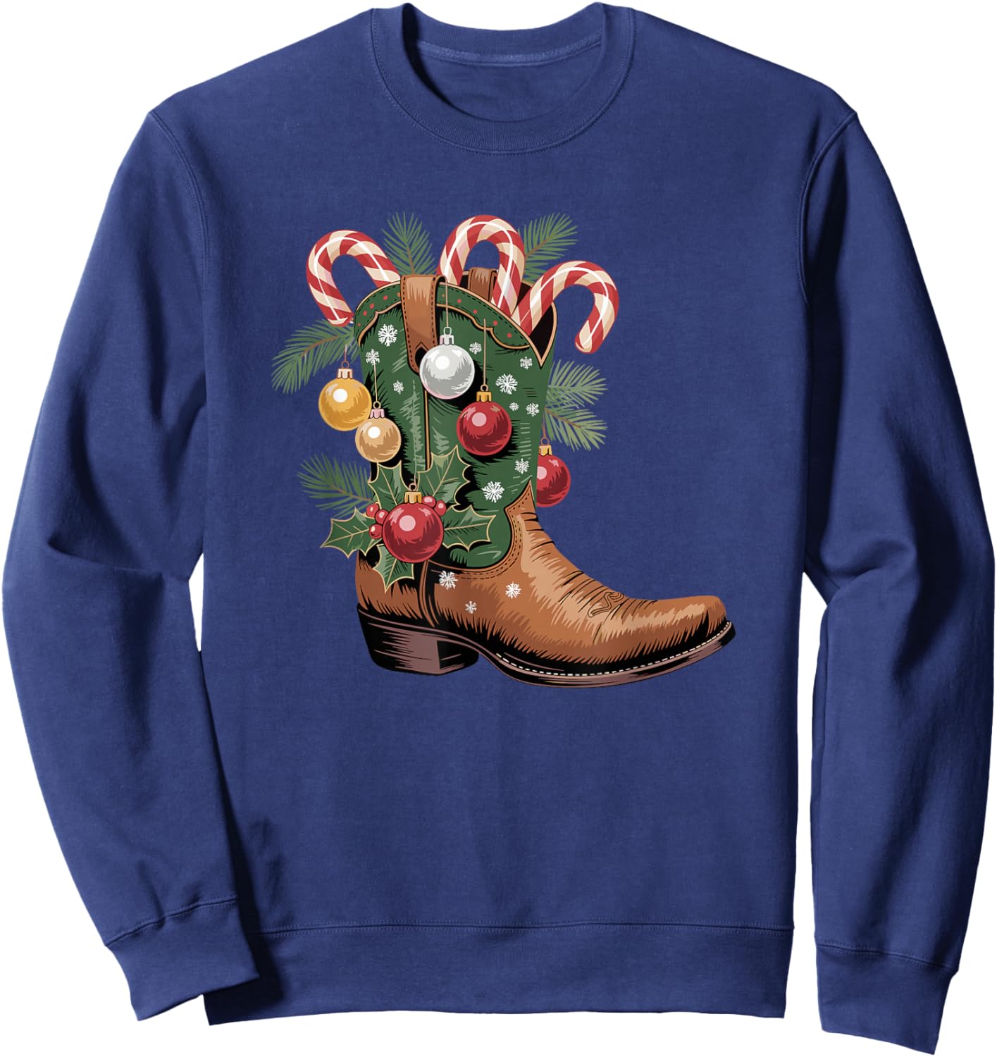 Cowboy Boots Country Western Cowboy Christmas Sweatshirt - Sweatshirt | Navy