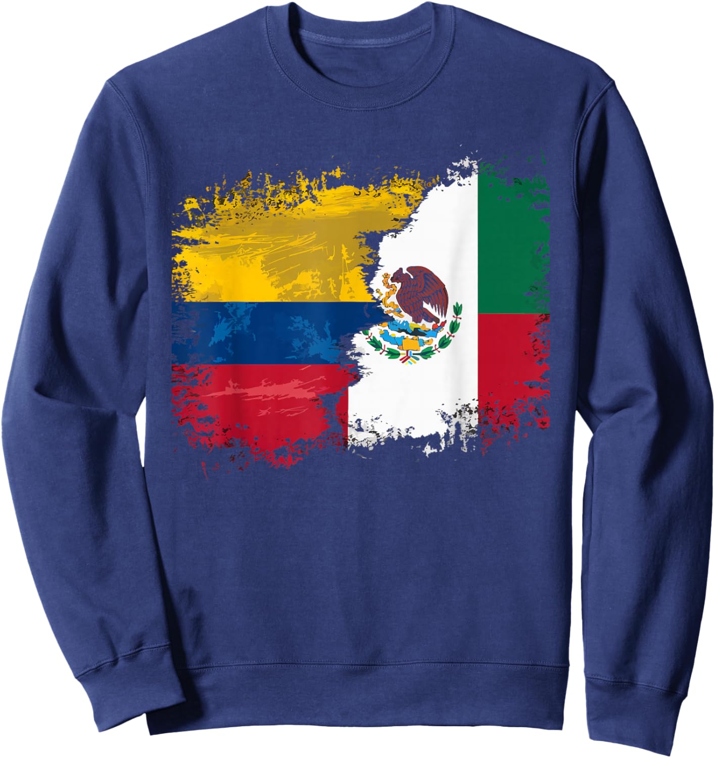 Half Columbian Half Mexican Mexico Flag Columbia Sweatshirt - Sweatshirt | Navy