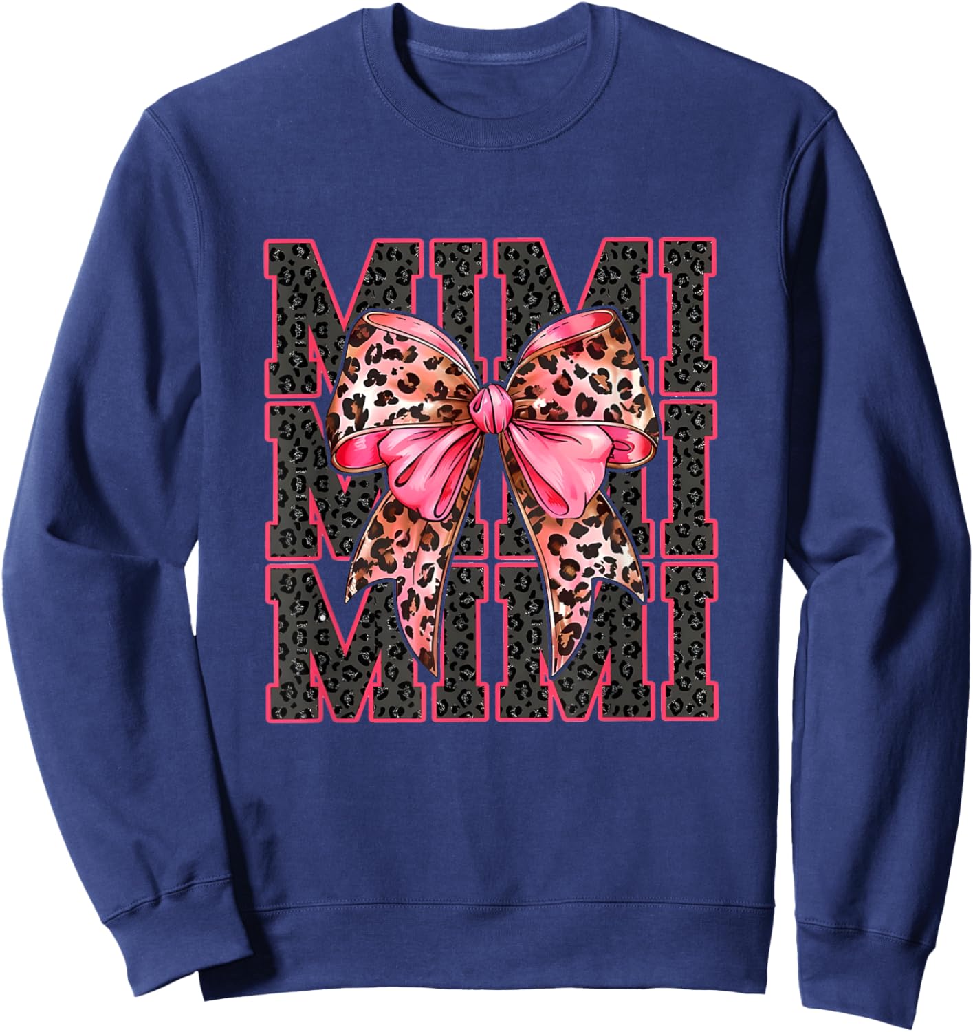 Mimi Coquette Bow Pink Aesthetic Mother's Day Sweatshirt - Sweatshirt | Navy
