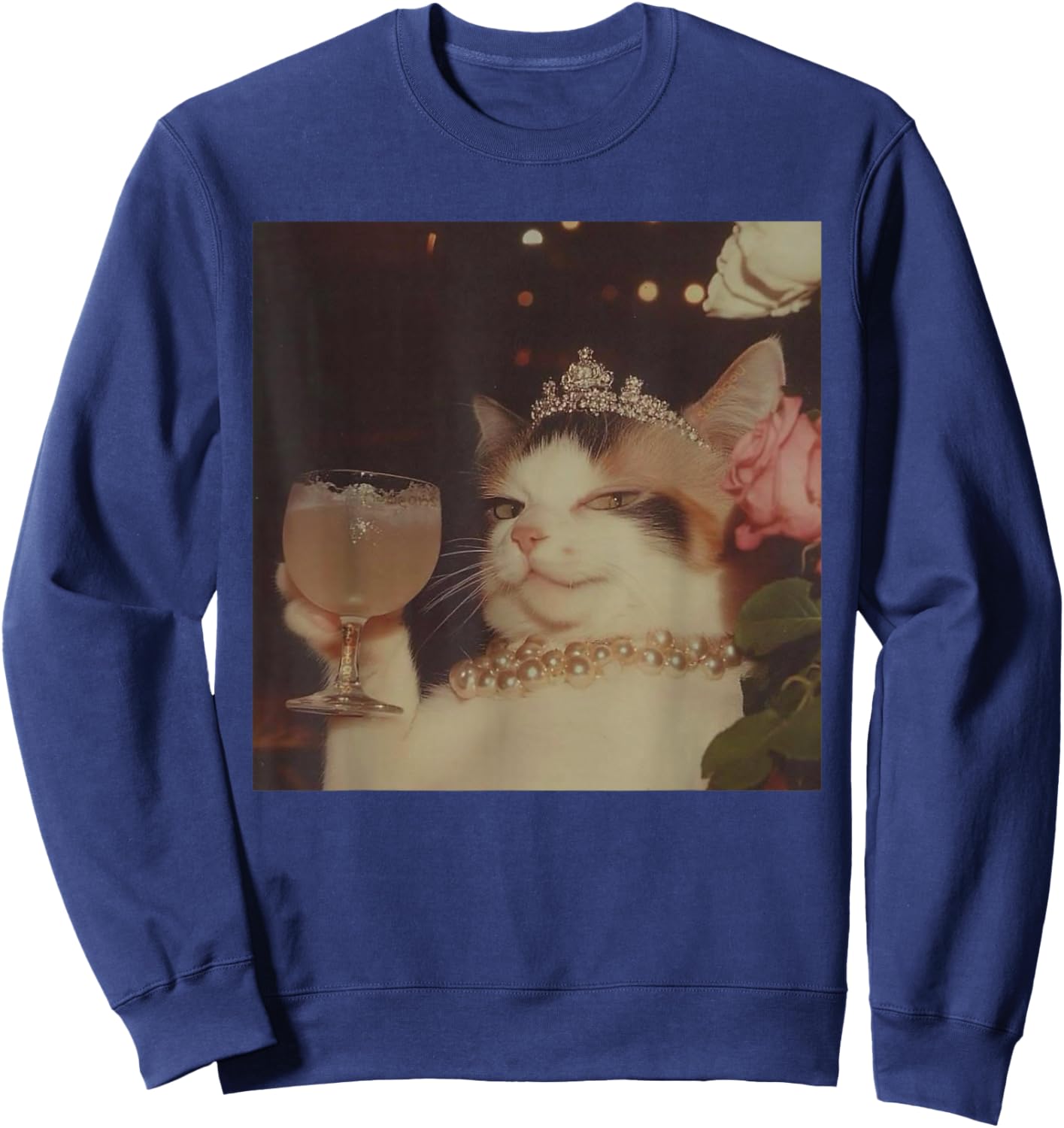 Sassy Princess Cat Retro Meme Design Sweatshirt - Sweatshirt | Navy