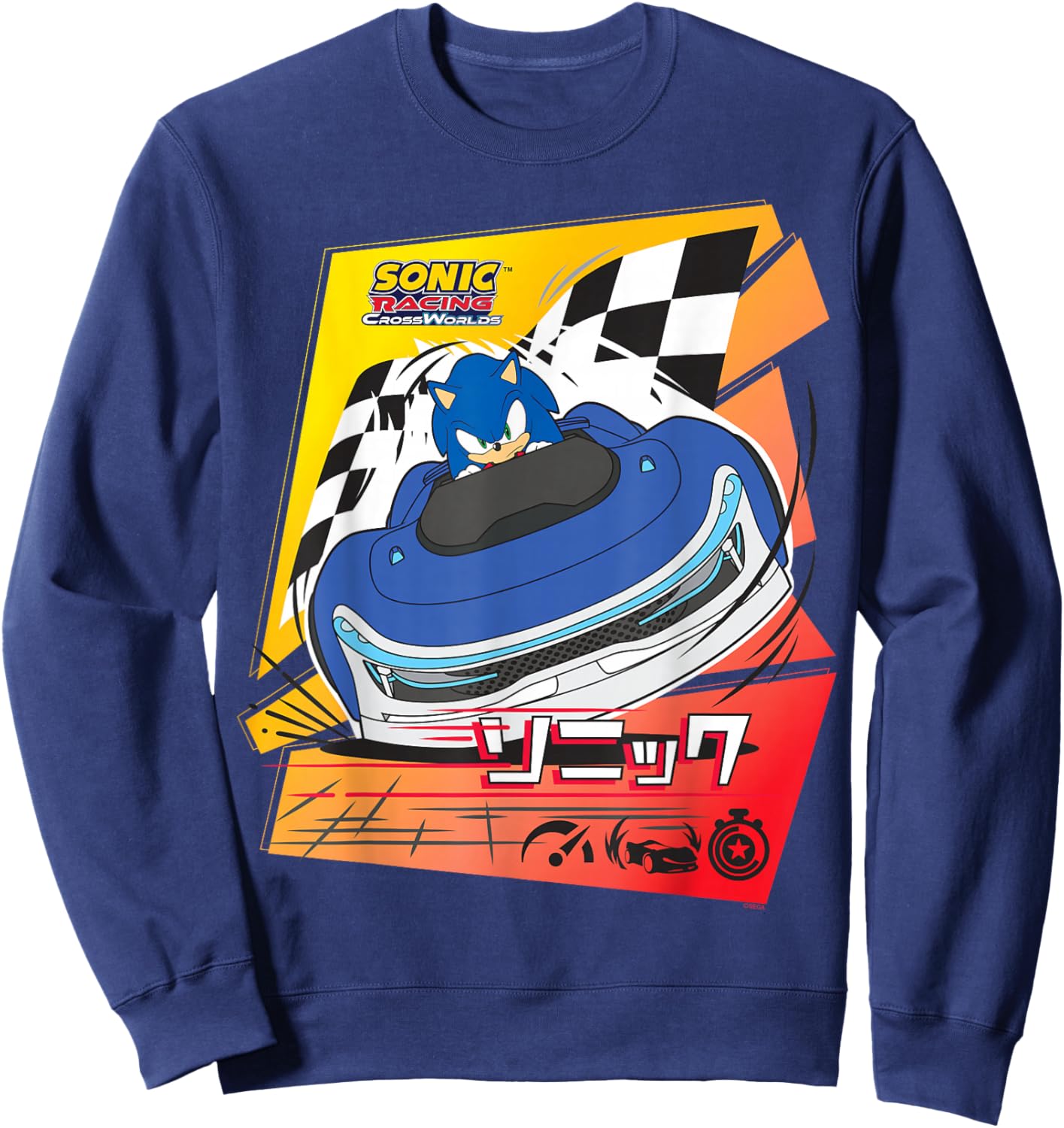 Sonic Racing CrossWorlds - Gotta Drive Fast Sonic Sweatshirt - Sweatshirt | Navy