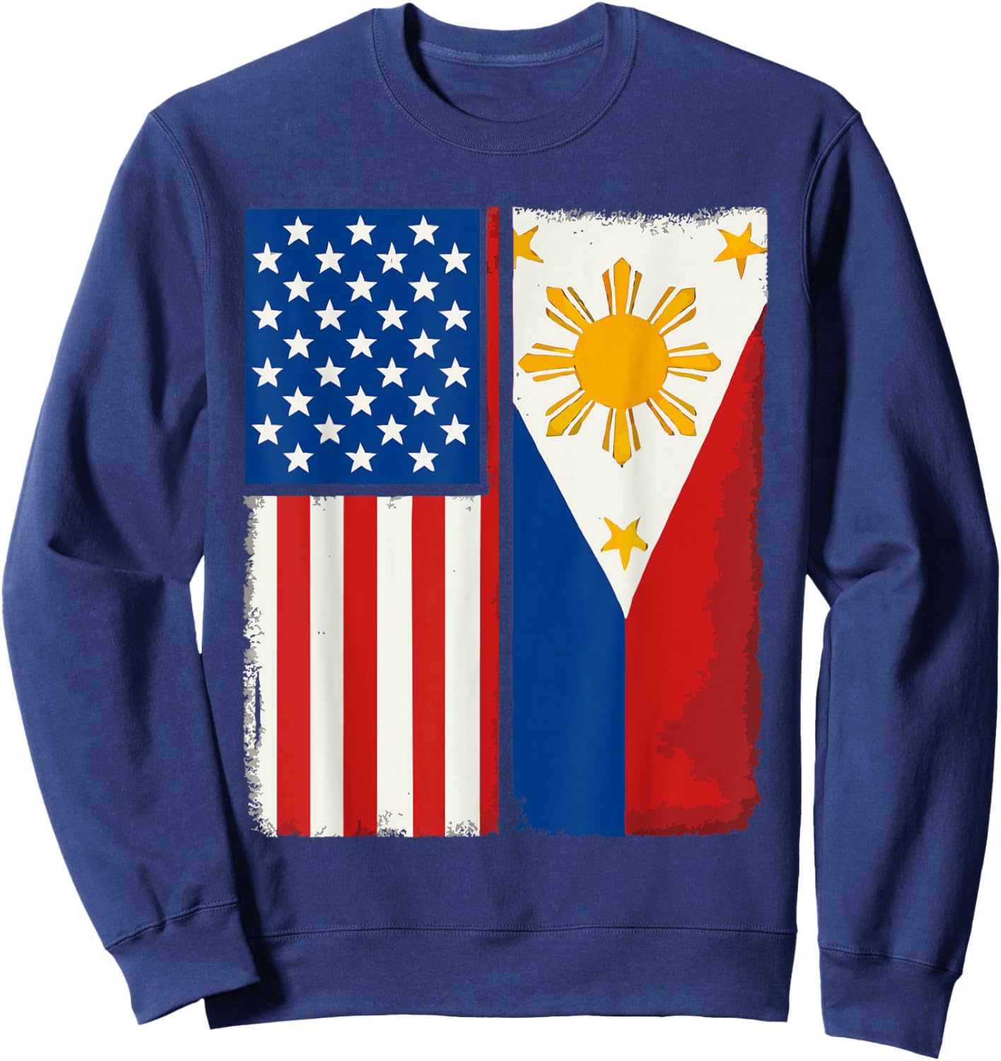 Half Filipino Half American USA Flag Philippines America Sweatshirt - Sweatshirt | Navy