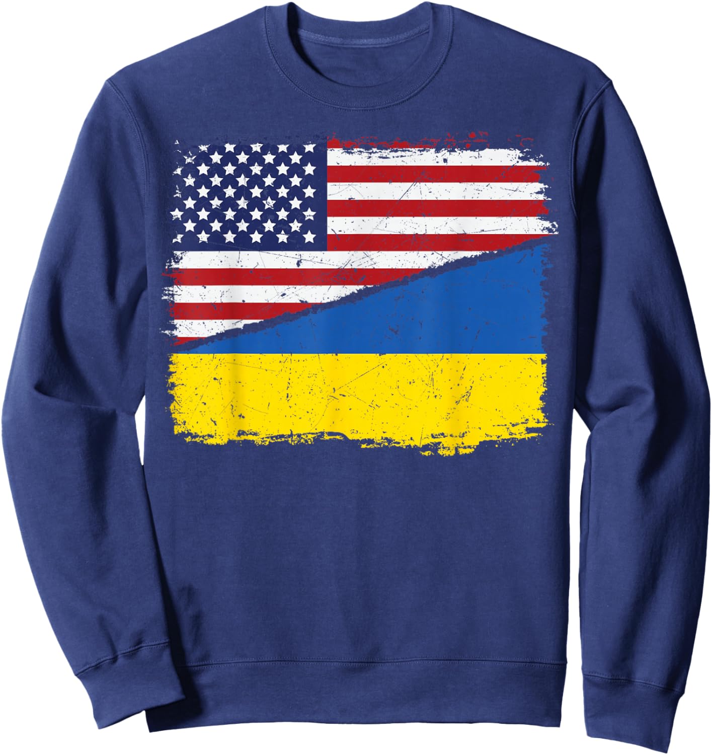 Half American Half Ukrainian USA Flag Ukraine Flag Patriotic Sweatshirt - Sweatshirt | Navy