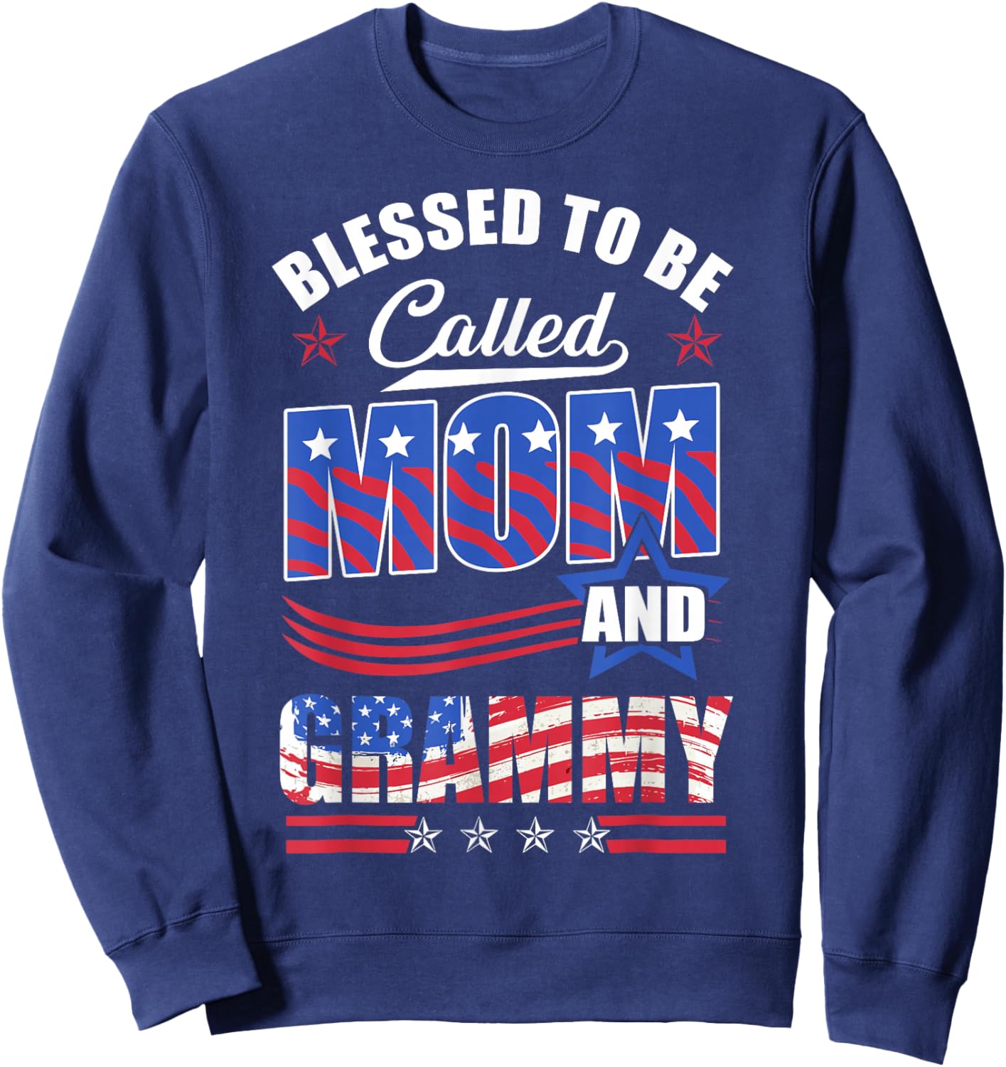 Blessed To Be Called Mom And Grammy American Flag Sweatshirt - Sweatshirt | Navy
