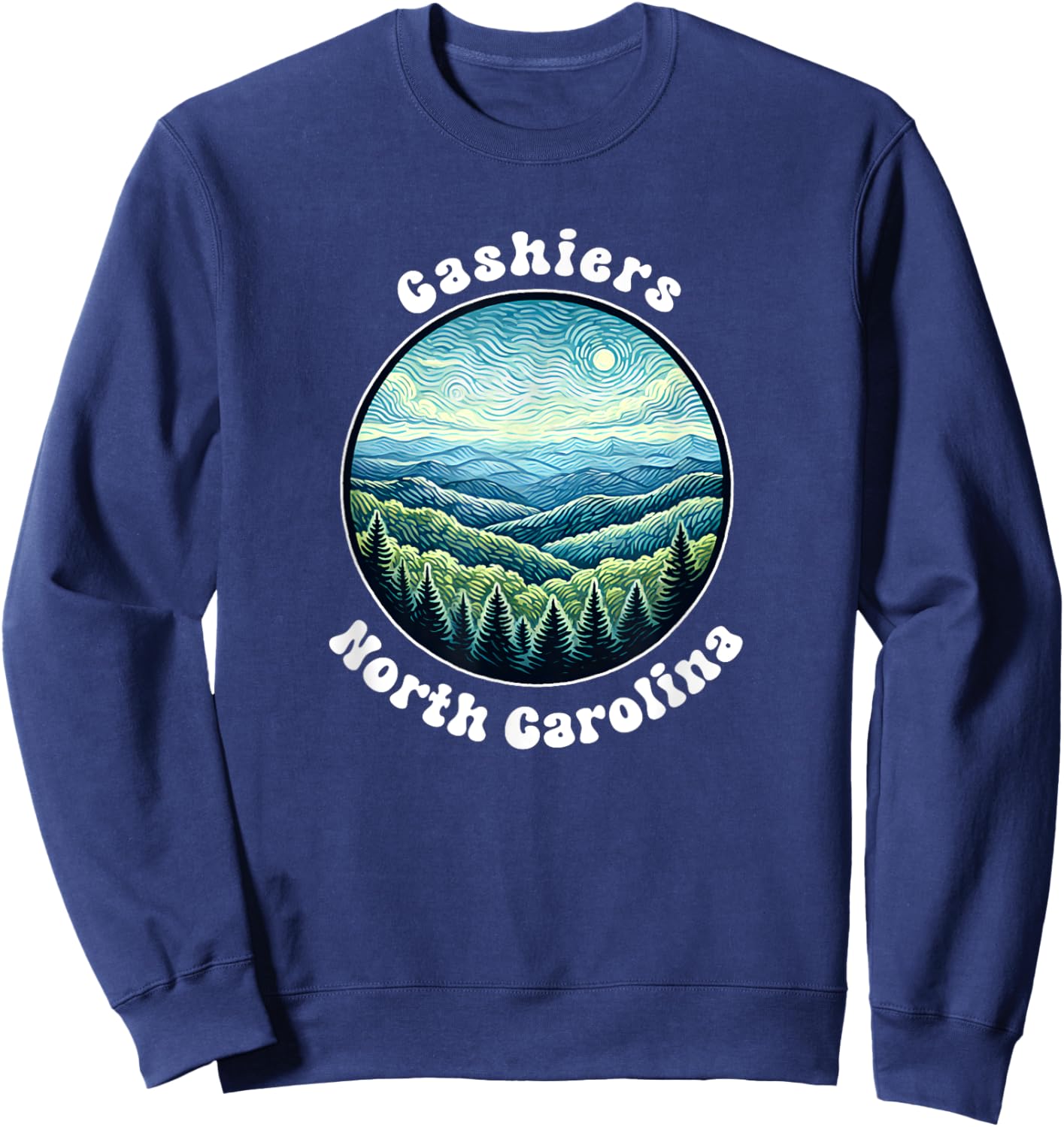Cashiers North Carolina Mountains Forest Vacation Souvenir Sweatshirt - Sweatshirt | Navy