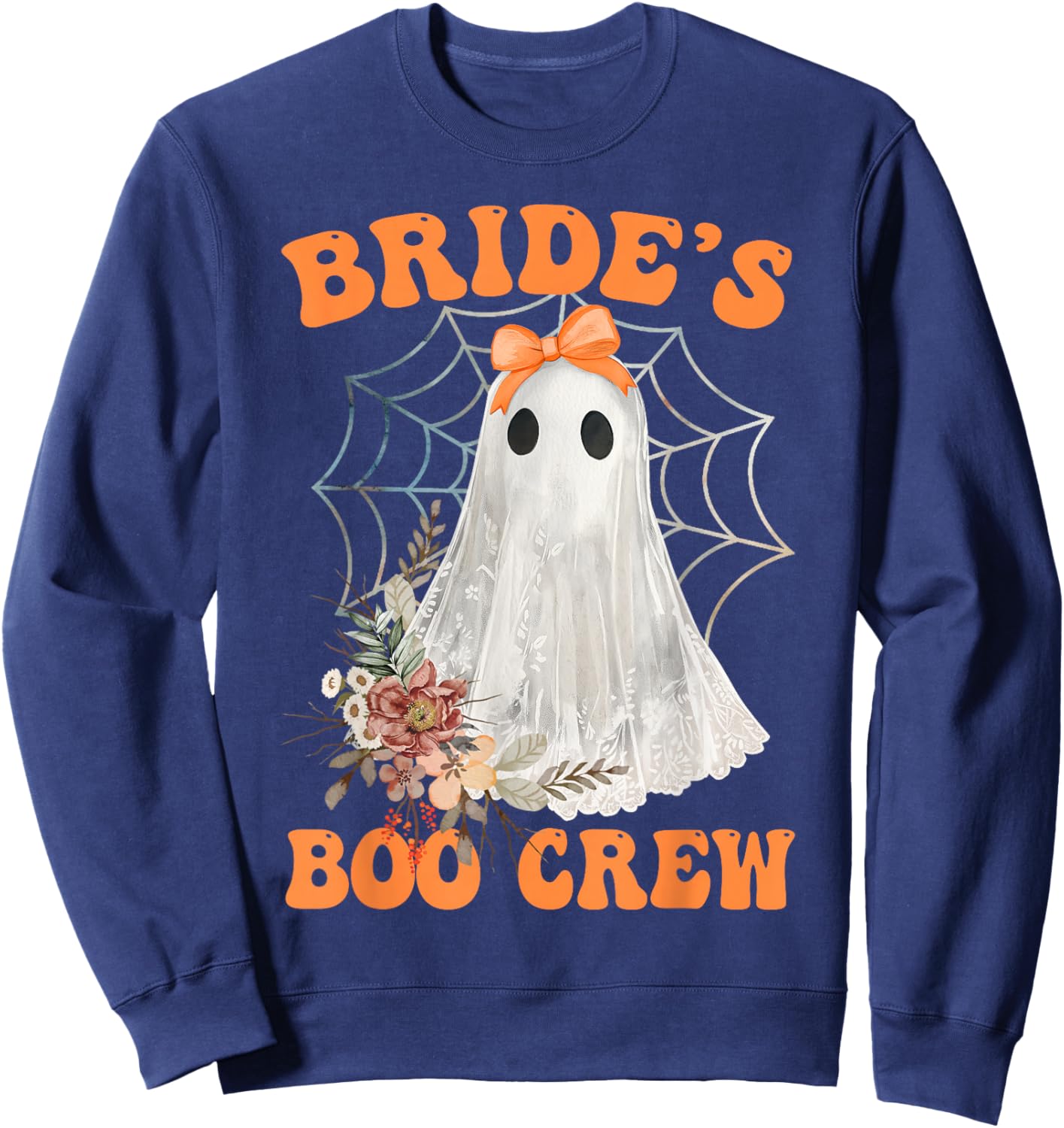 Bride's Boo Crew Bow Lace Ghost Halloween Bachelorette Sweatshirt - Sweatshirt | Navy