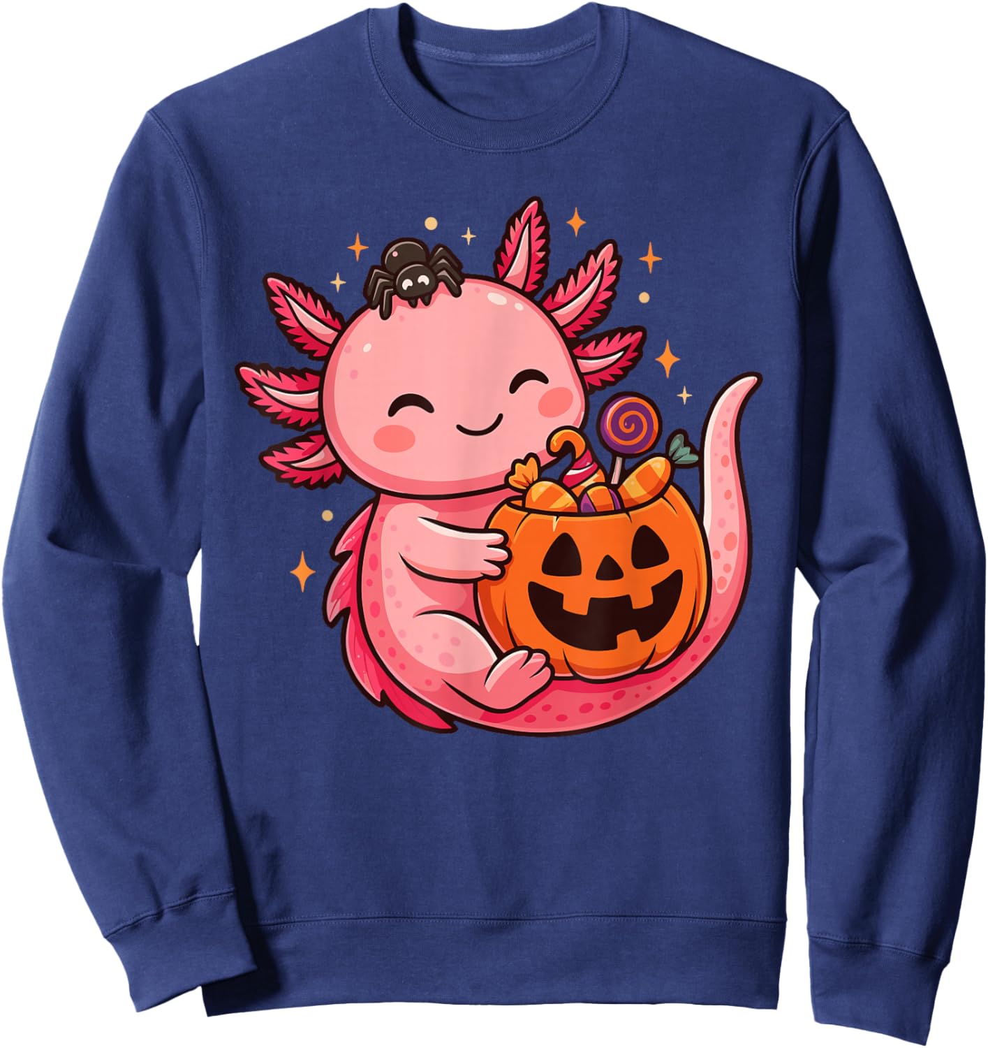 Cute Halloween Axolotl Spooky Animal Halloween Costume Sweatshirt - Sweatshirt | Navy