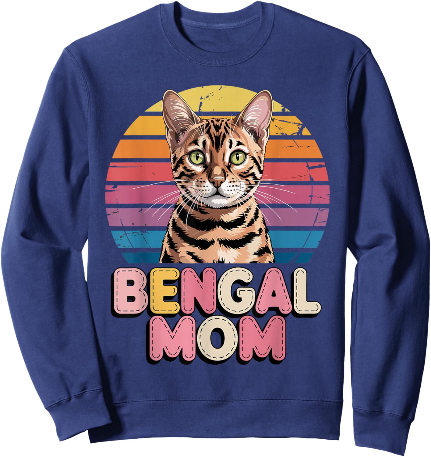 Retro Bengal Mom Sweatshirt - Sweatshirt | Navy