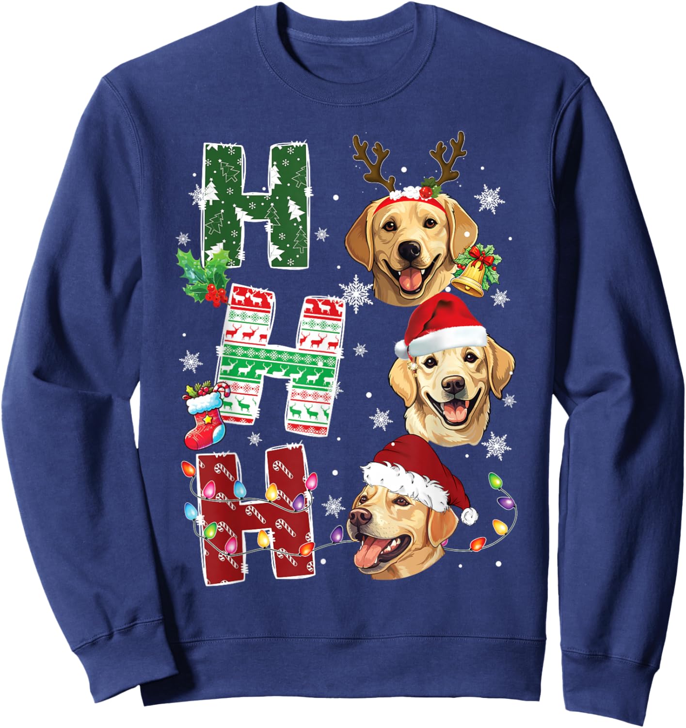 Ho Ho Ho Labrador Retriever Christmas Dogs Costume Pajamas Sweatshirt - Sweatshirt | Navy