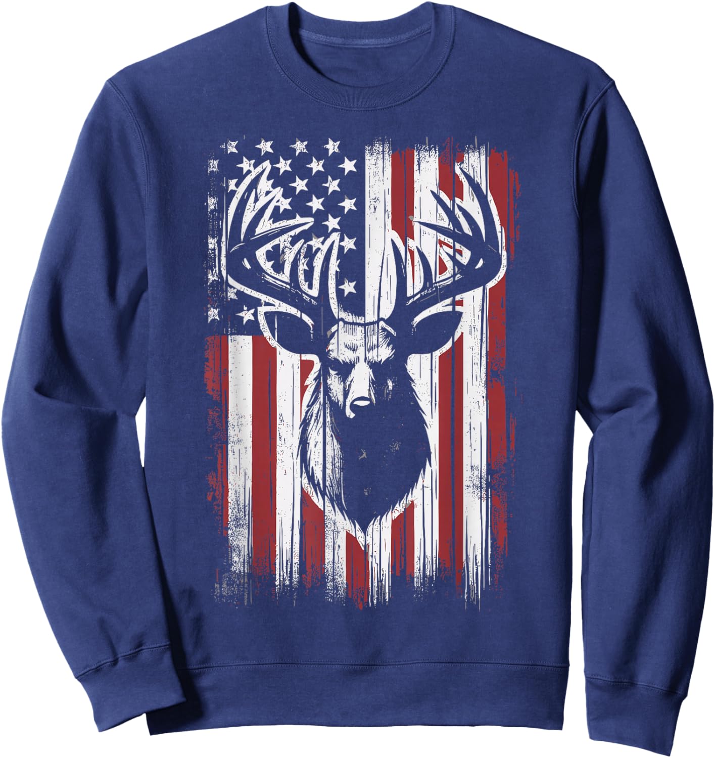 Deer Hunting American Flag Deer Sweatshirt - Sweatshirt | Navy