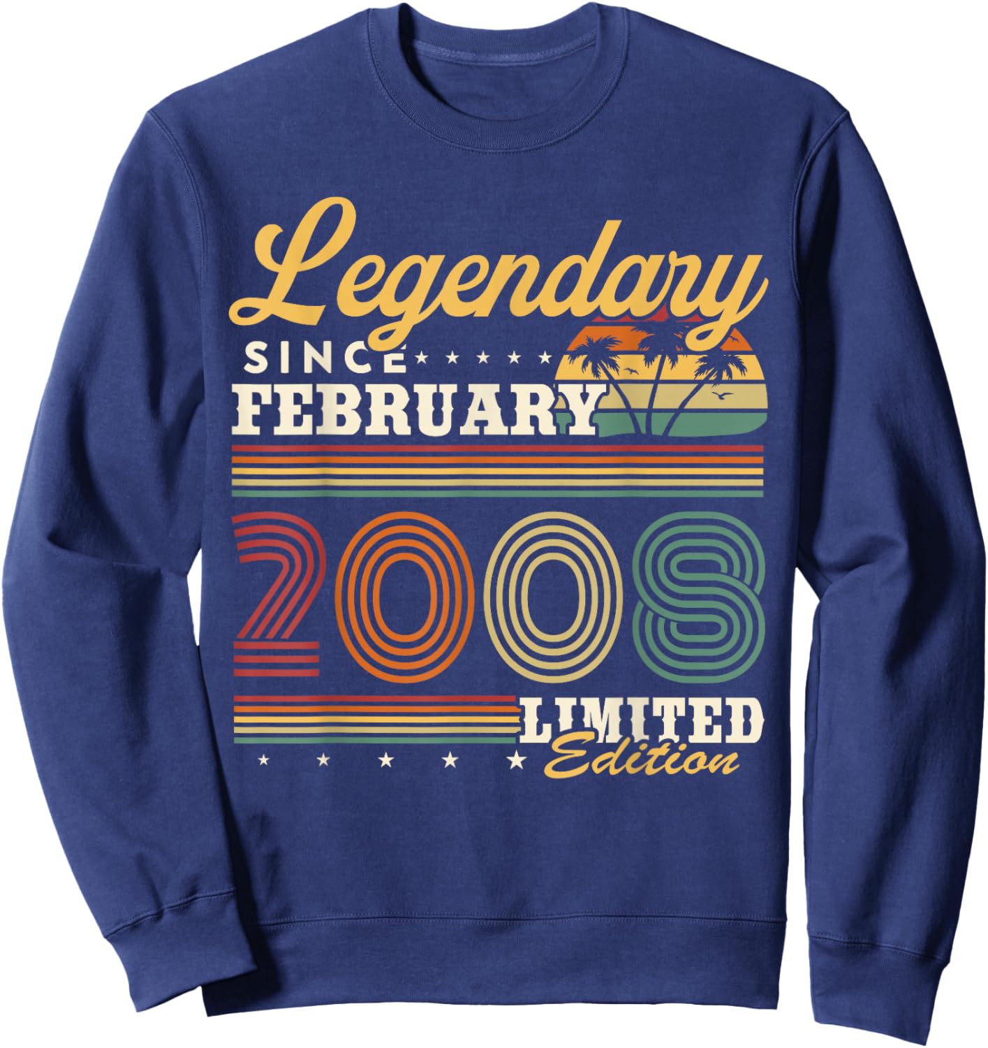 Vintage Birthday Gift 18 Years Born in February 2008 Sweatshirt - Sweatshirt | Navy