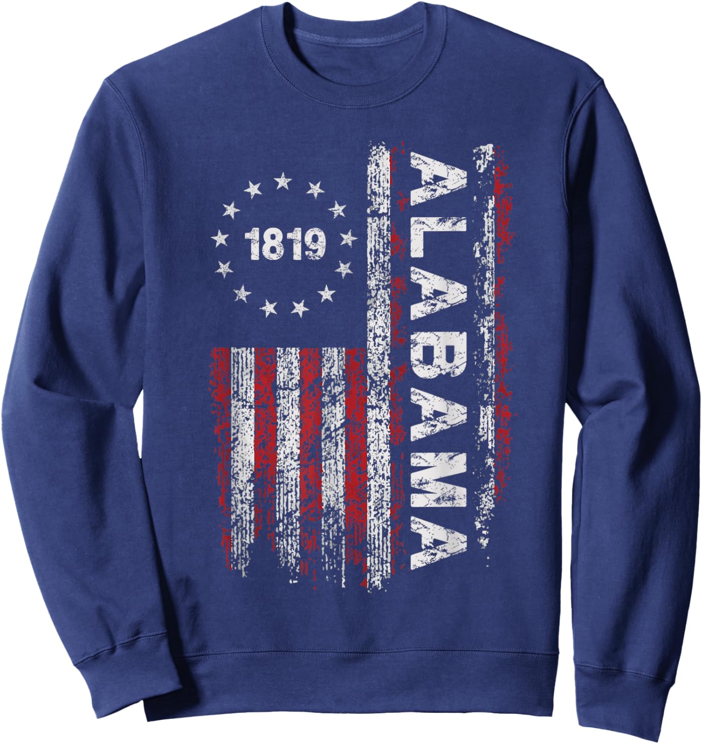 1819 Alabama State US Flag Vintage Women Youth Sweatshirt - Sweatshirt | Navy