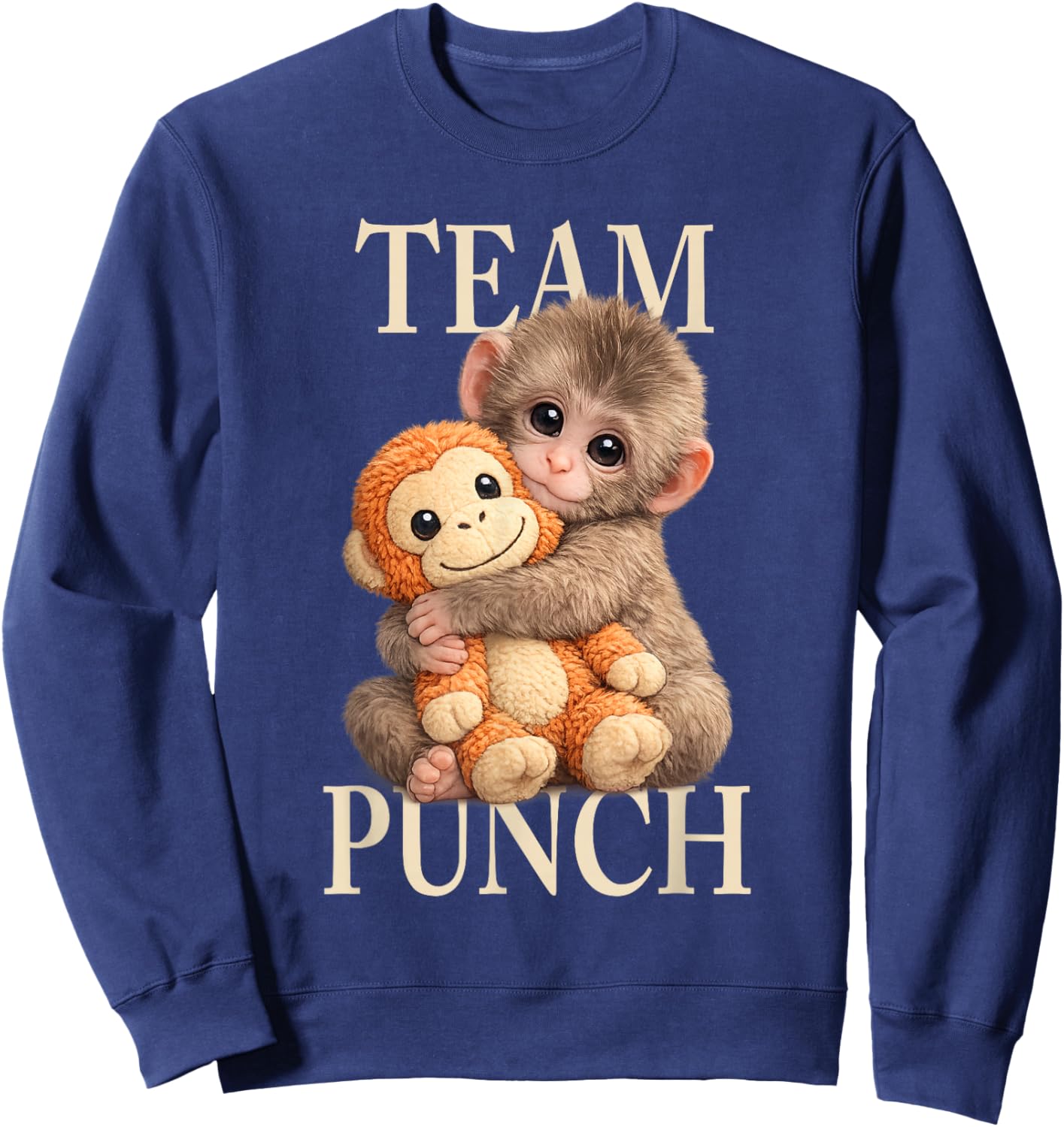 Baby Monkey Team Punch Macaque Lover Japan Sweatshirt - Sweatshirt | Navy
