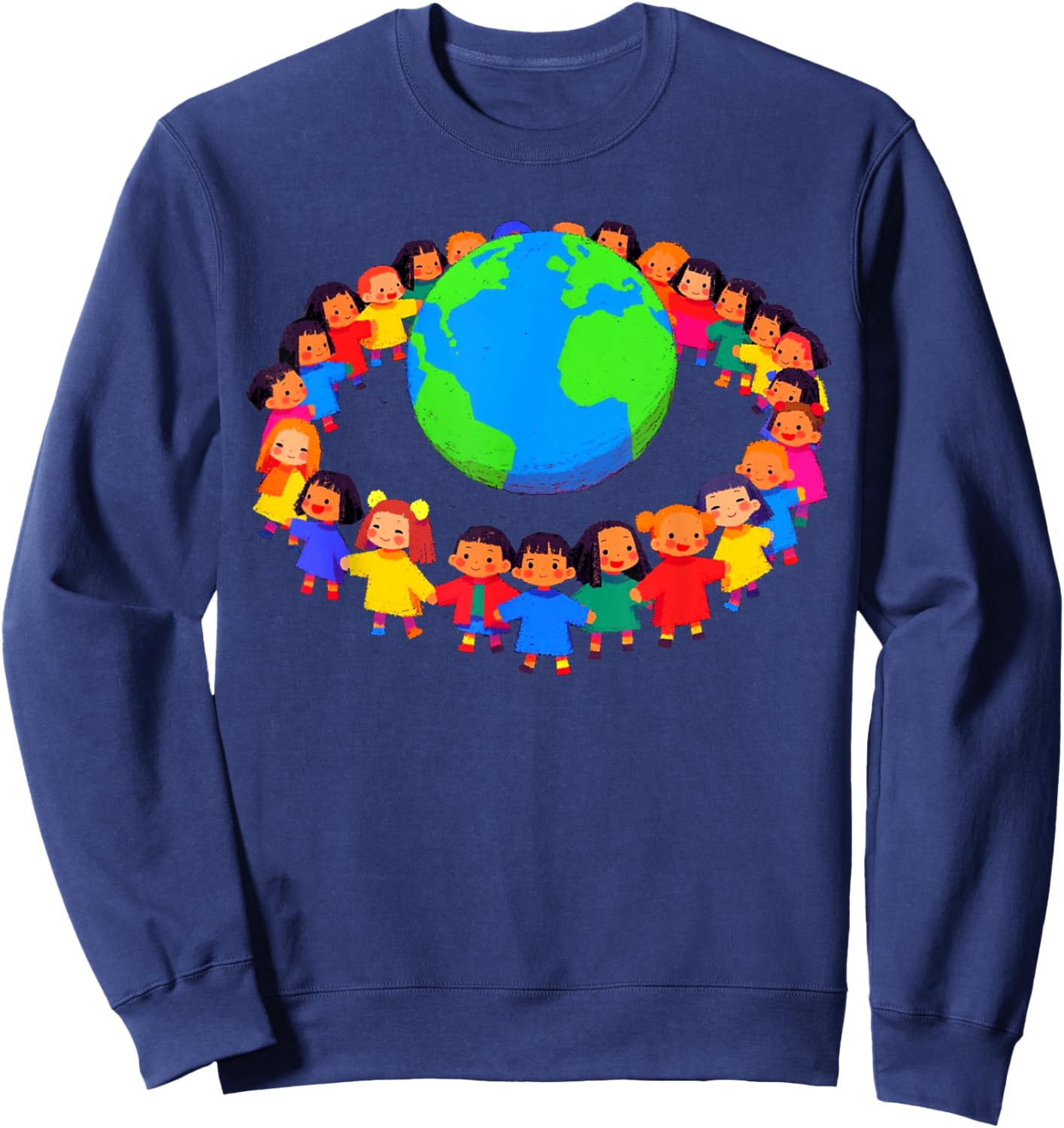 Unity Around The World – Kids Holding Hands Global Peace Sweatshirt - Sweatshirt | Navy