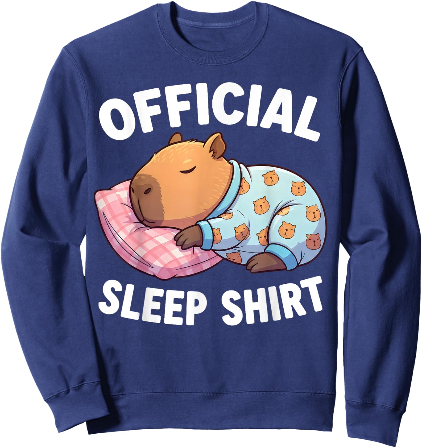 Cute Kawaii Sleeping Capybara Official Sleepshirt Nightgown Sweatshirt - Sweatshirt | Navy