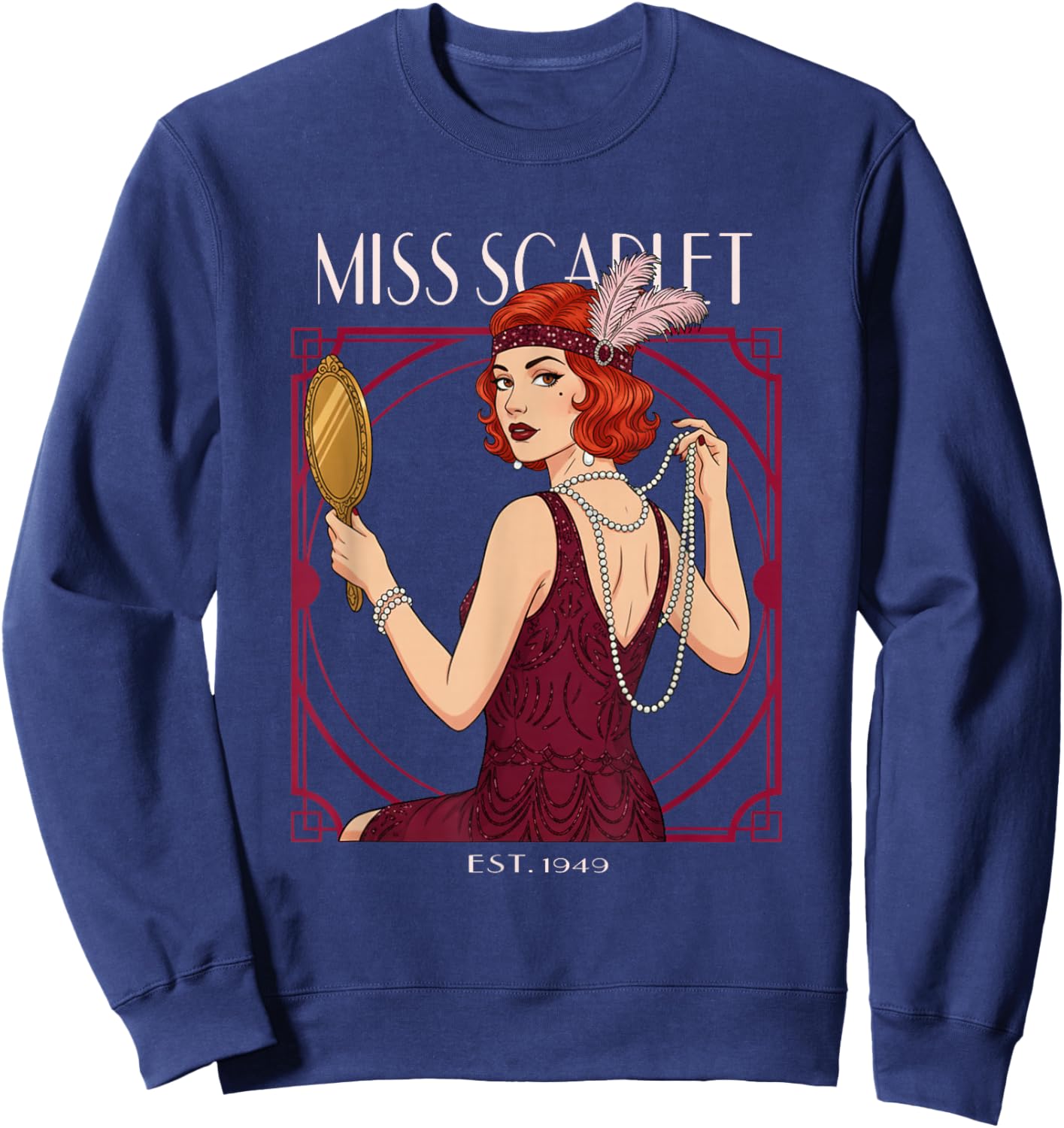 Miss Scarlet Suspect - Clue Game Sweatshirt - Sweatshirt | Navy