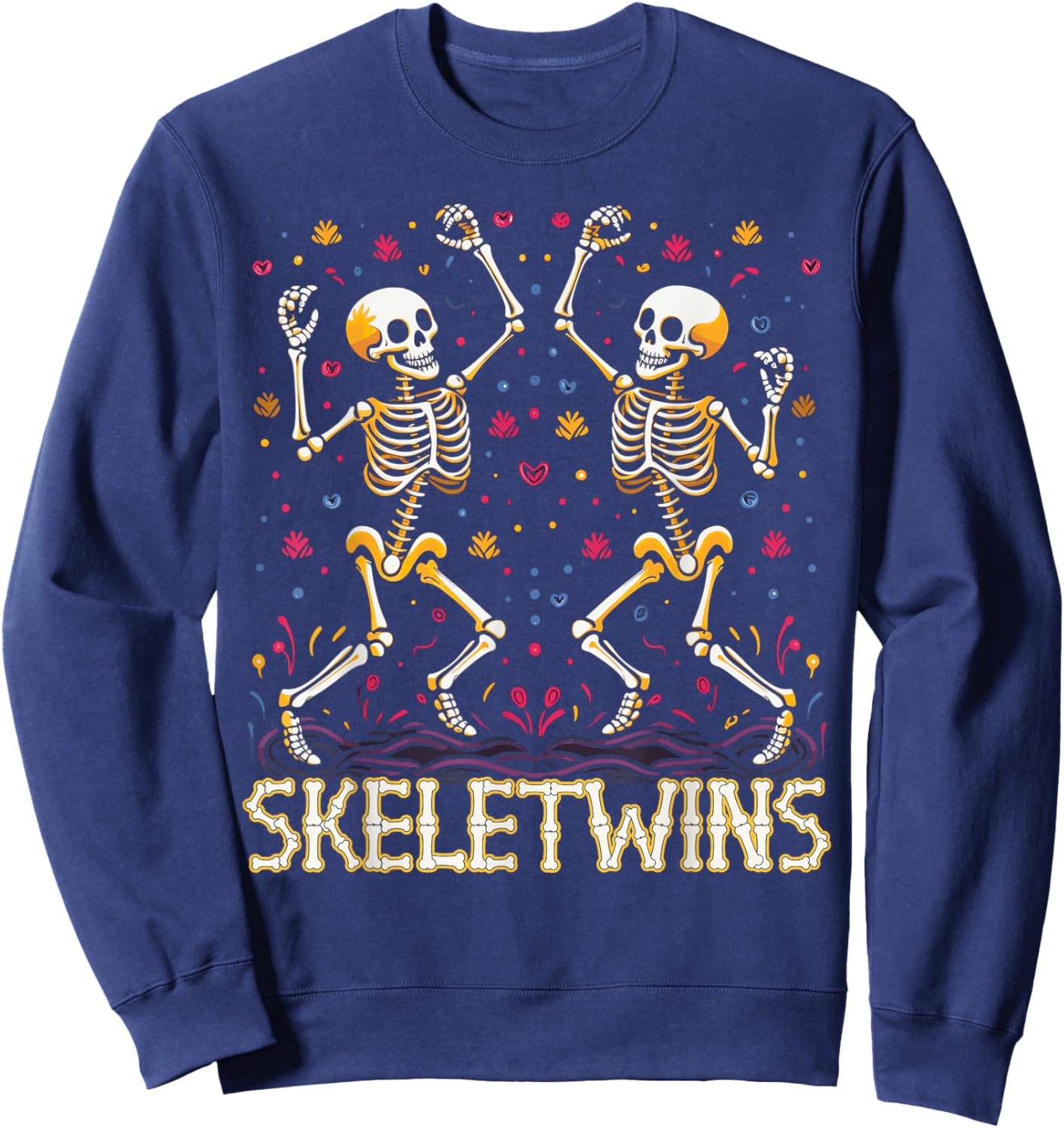 Dancing Skeletons Twins Halloween Matching Skeletwins Sweatshirt - Sweatshirt | Navy