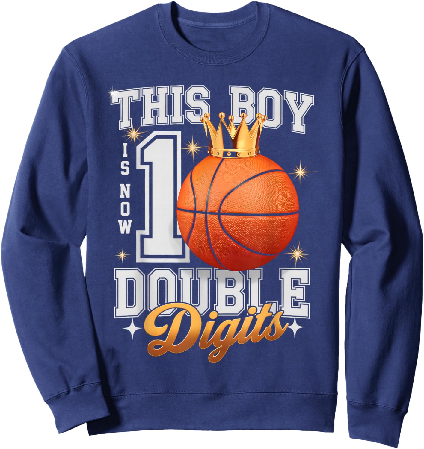 This Boy Double Digits Ten Basketball 10 Years Old Birthday Sweatshirt - Sweatshirt | Navy