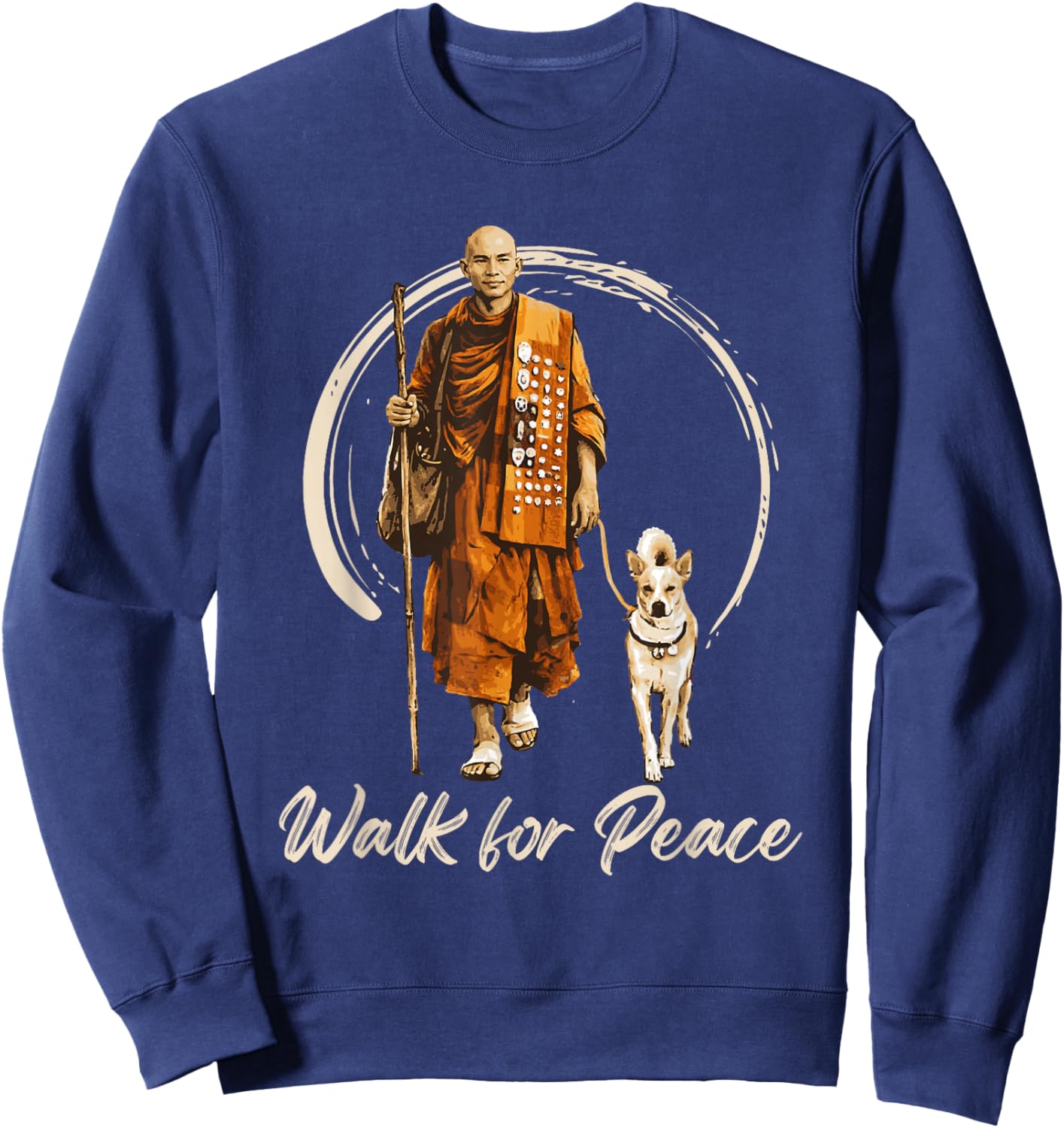 Peace Walking Monks and Aloka Dog Walk for Peace Sweatshirt - Sweatshirt | Navy