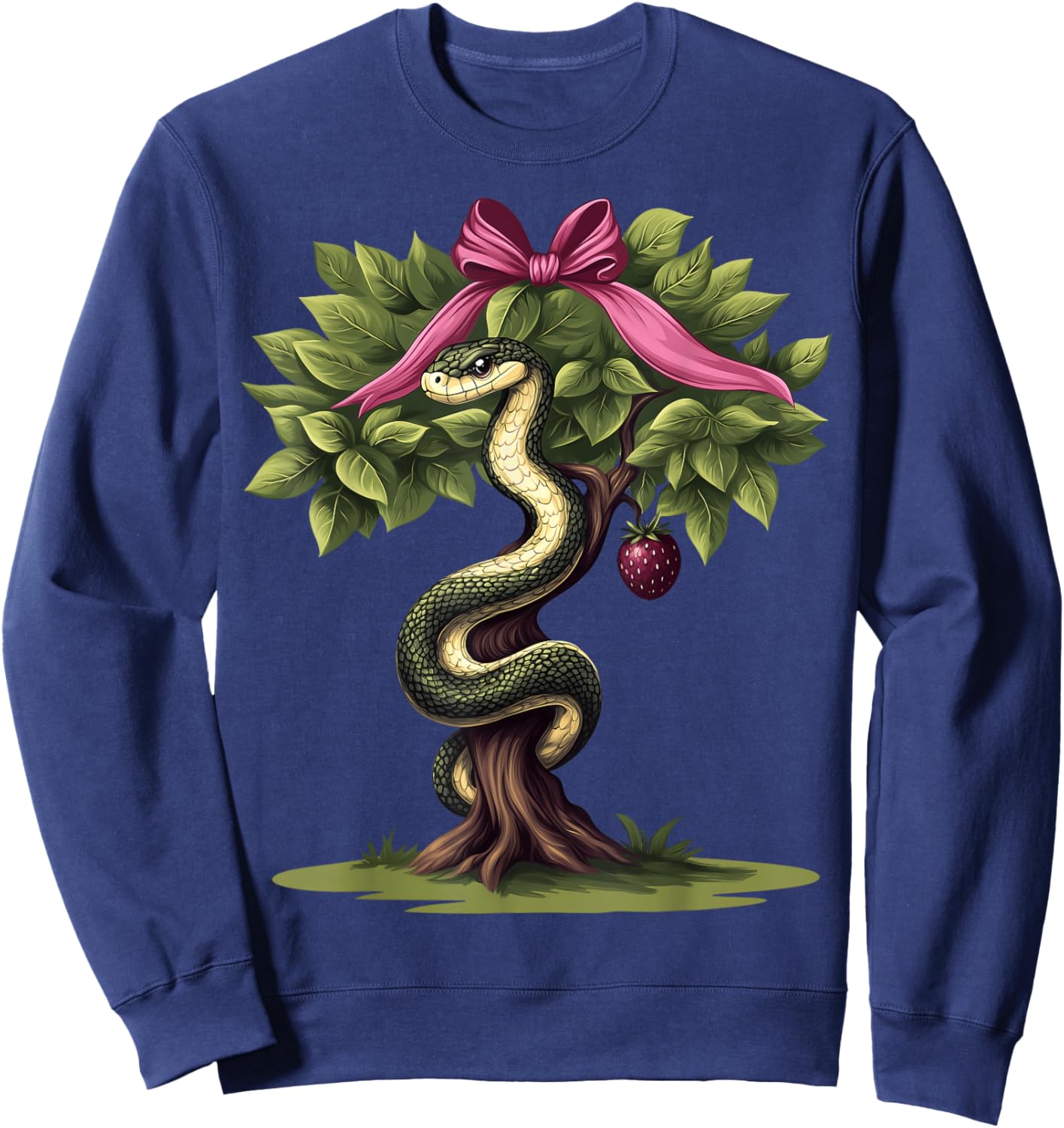 Coquette Bow Garden of Eden Religious Biblical Snake Girl Sweatshirt - Sweatshirt | Navy
