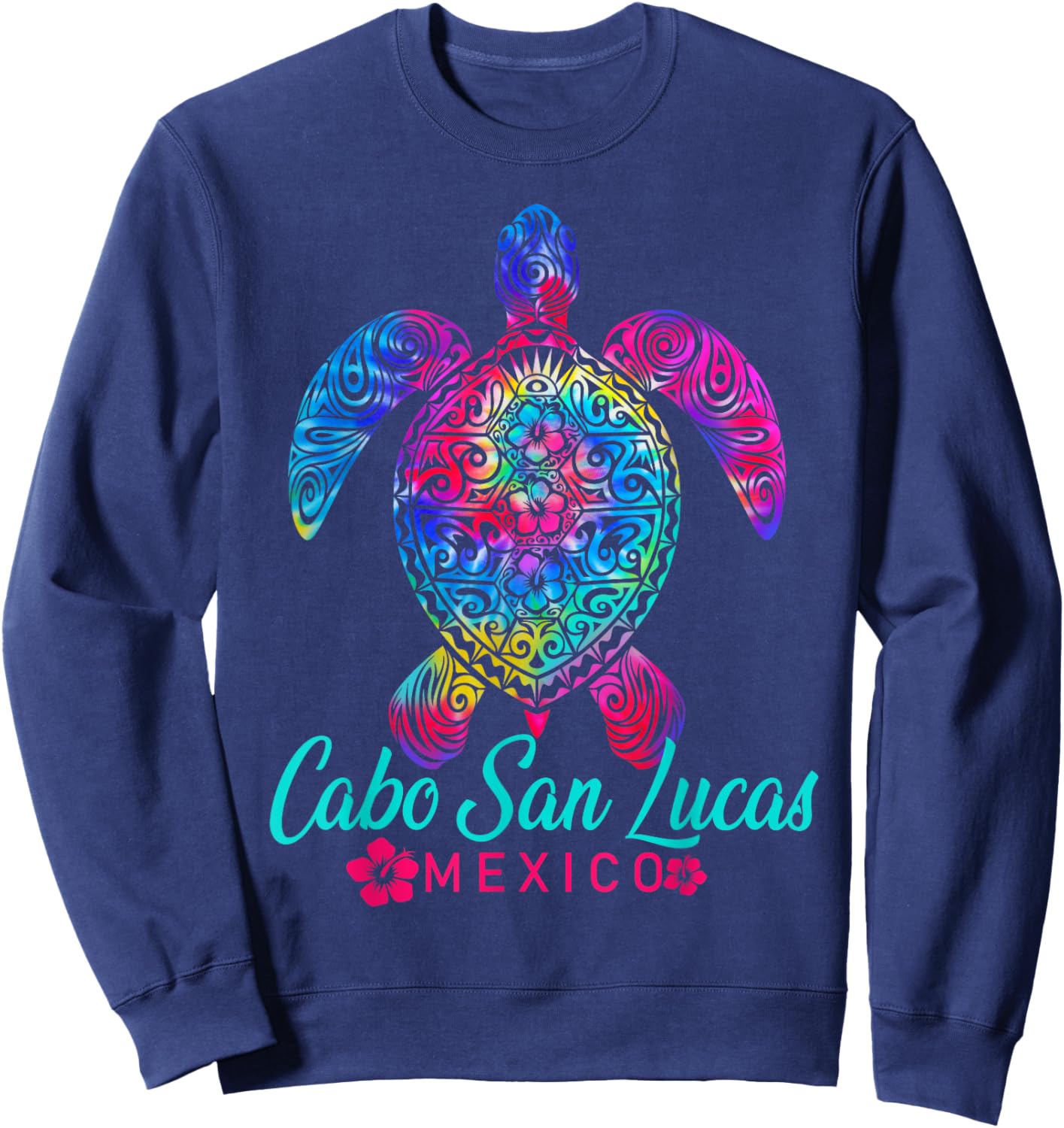 Cabo San Lucas Mexico Tribal Tie Dye Sea Turtle Sweatshirt - Sweatshirt | Navy