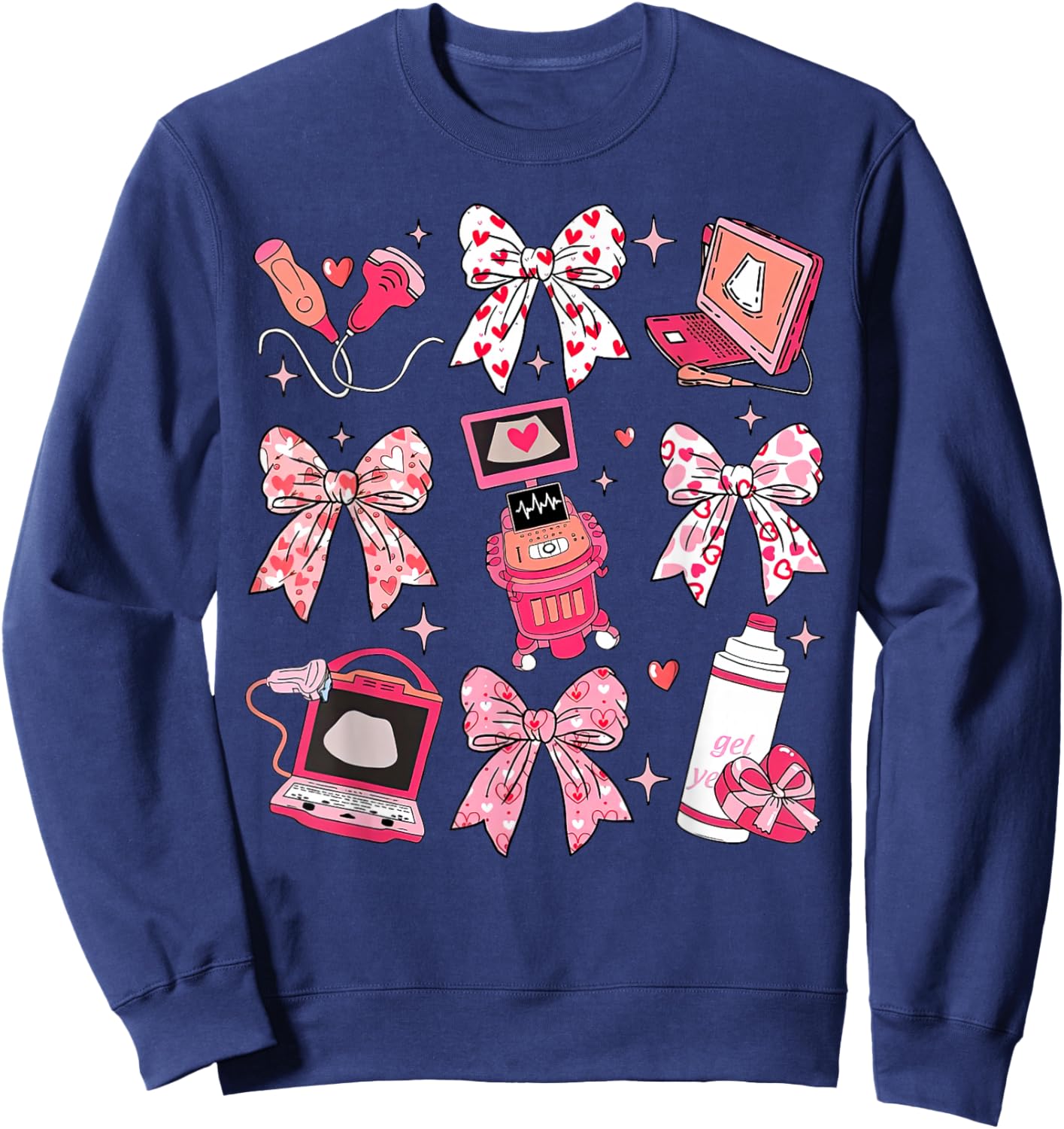 Coquette Bow Sonographer Valentine Ultrasound Tech OB Tech Sweatshirt - Sweatshirt | Navy