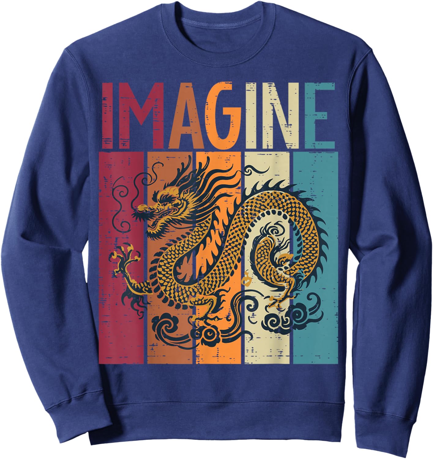 Japanese Dragon Imagine Retro Fantasy Mythical Men Women Child Sweatshirt - Sweatshirt | Navy