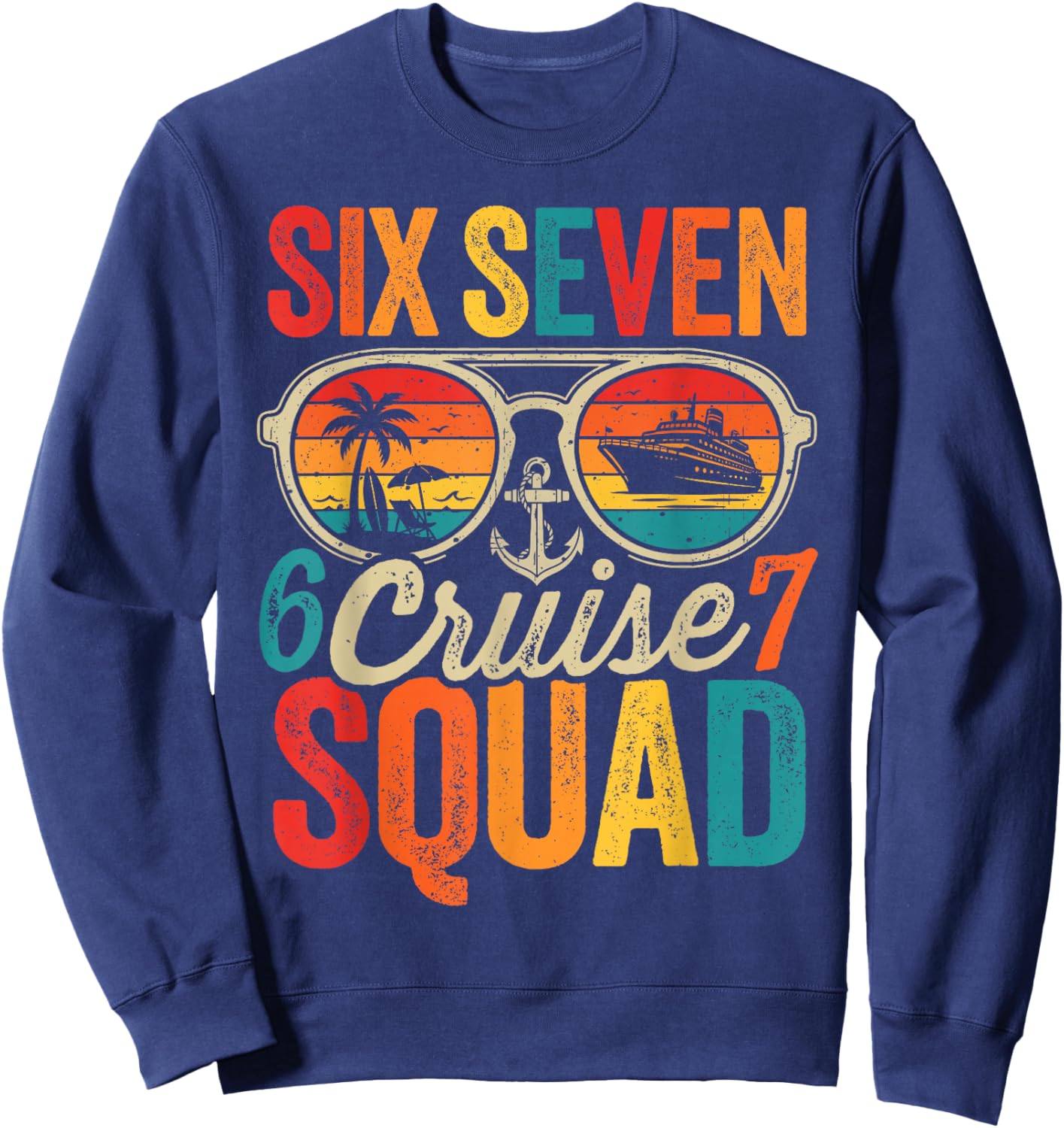 Six Seven Cruise Squad 2026 Summer Cruise 67 Meme Boys Kids Sweatshirt - Sweatshirt | Navy