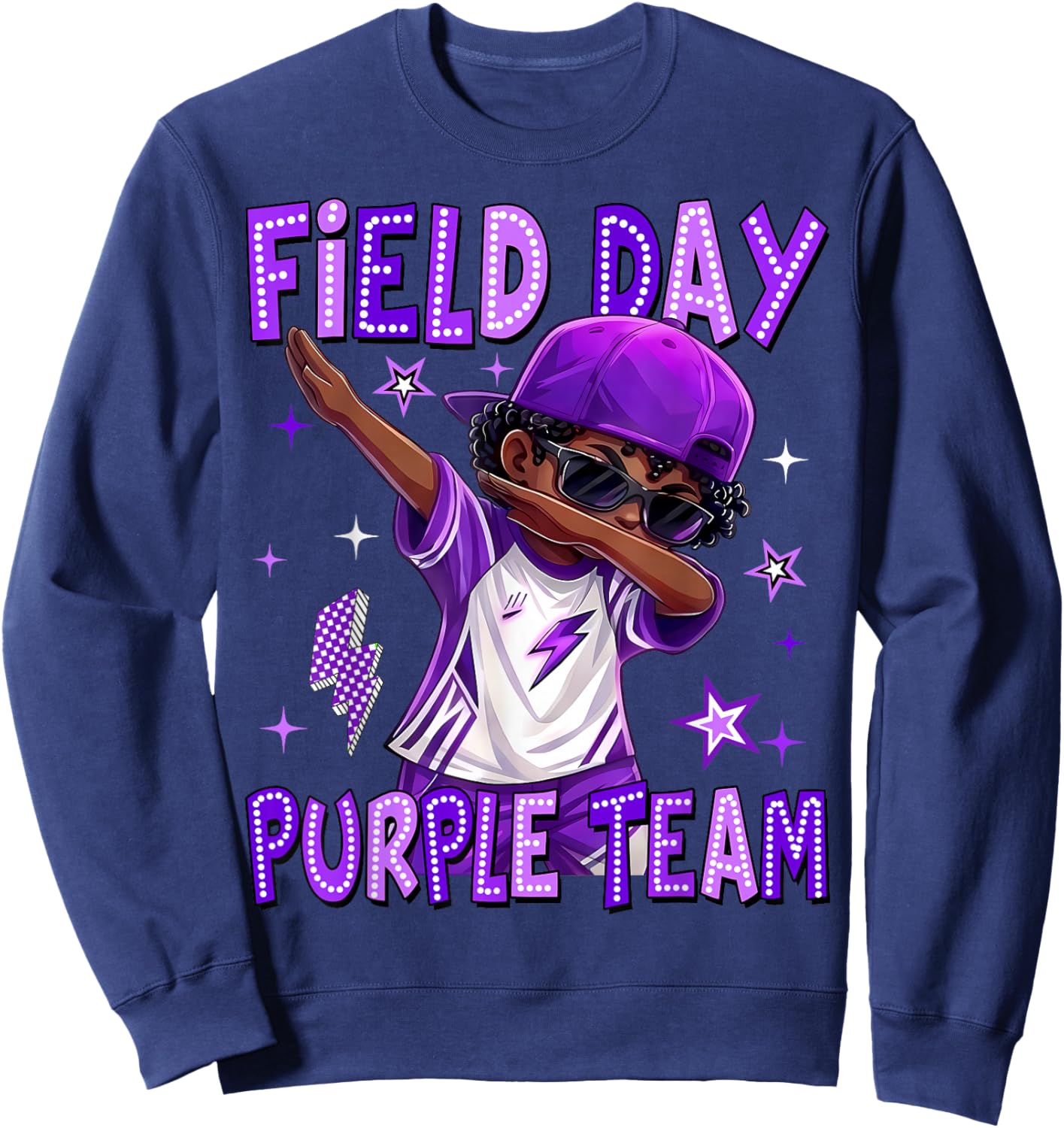 Field Day Purple Team Dab African Black Boy Games Field Trip Sweatshirt - Sweatshirt | Navy